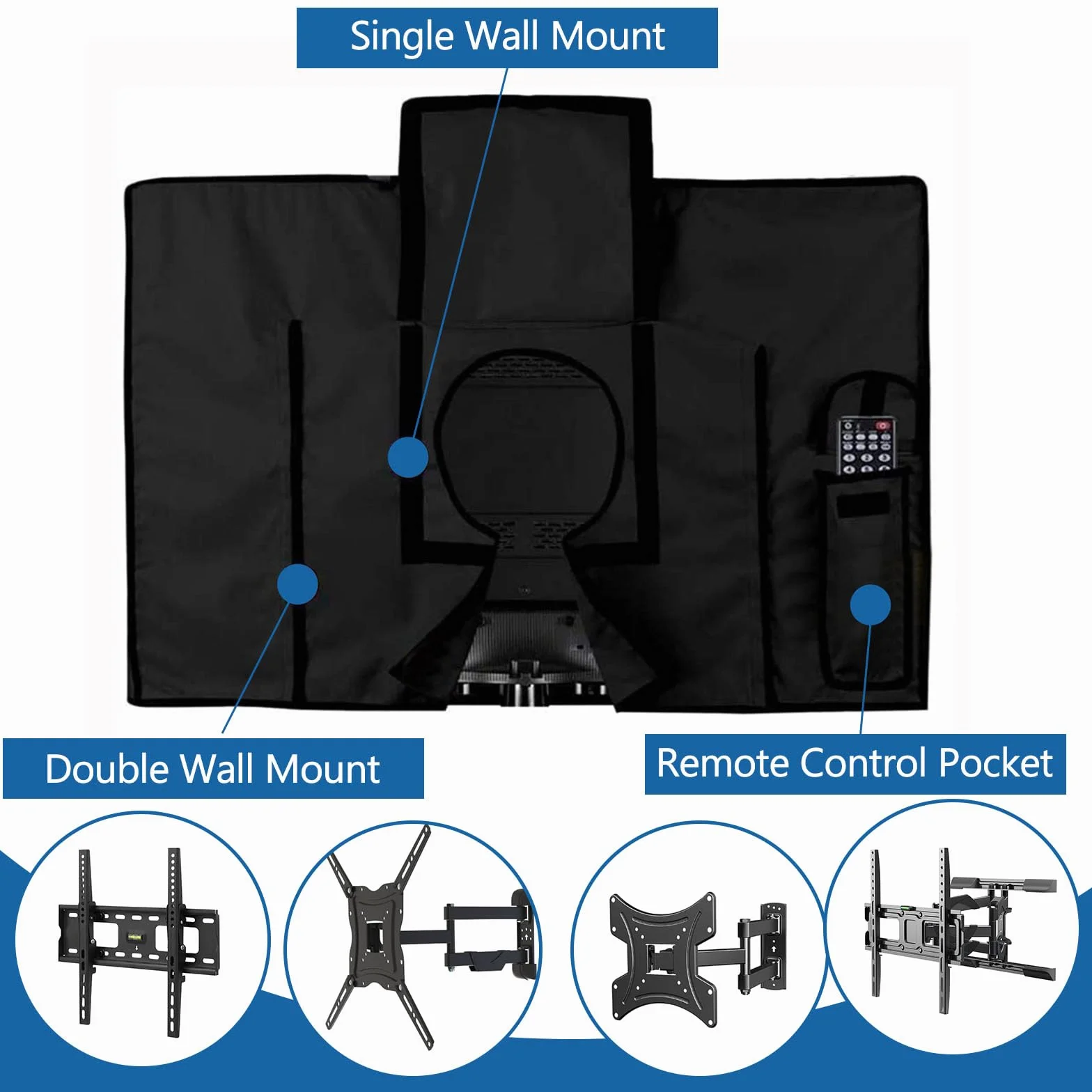 NONMON Cover per TV Esterno 46-48 Pollici, Custodia Protettiva Impermeabile Anti-UV Oxford 600D Nero