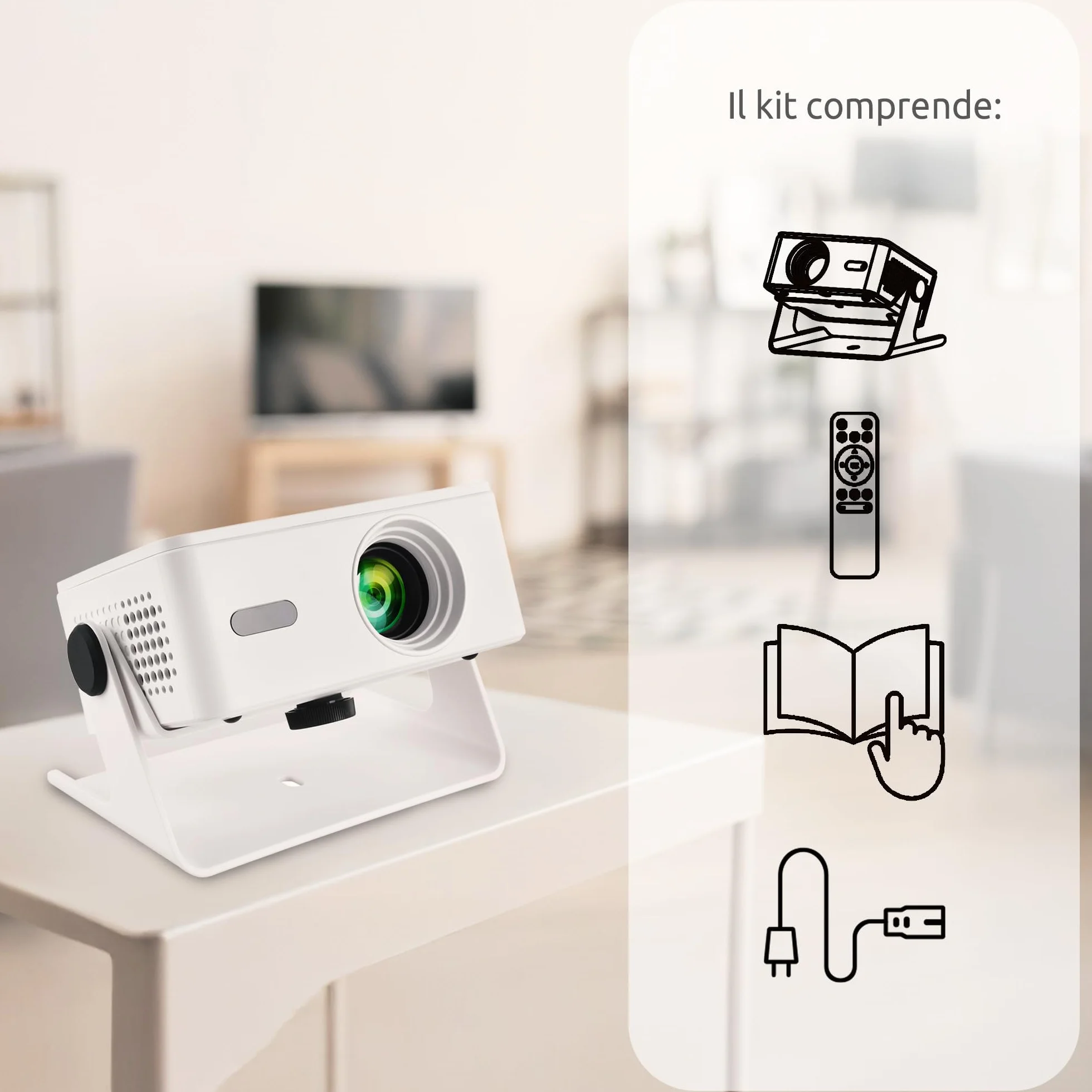 IRRADIO Videoproiettore Smart Full HD 150 ANSI Lumen | Mini Videoproiettore 4K Supporto Full HD 1080P con Android 13 e Auto Focus - Accesso diretto all'App Streaming e WiFi Dual Band