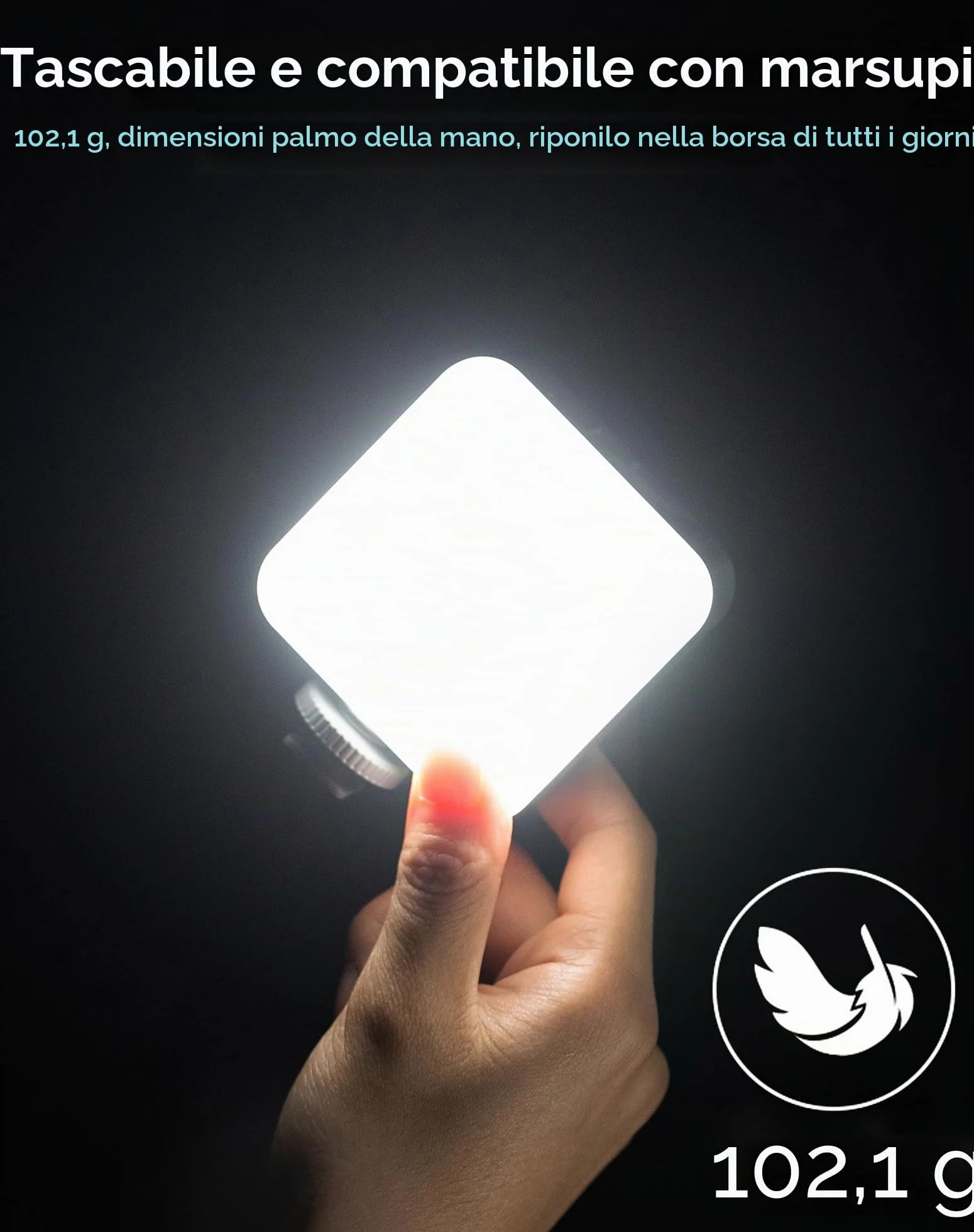 SMALLRIG Luce Video RGB, 96 LED per Fotocamera, Portatile, Illuminazione Fotografica con 3 Cold Shoe, 2200 mAh, Ricaricabile CRI 95+ 2700-6500 K, Pannello Dimmerabile - 3286B