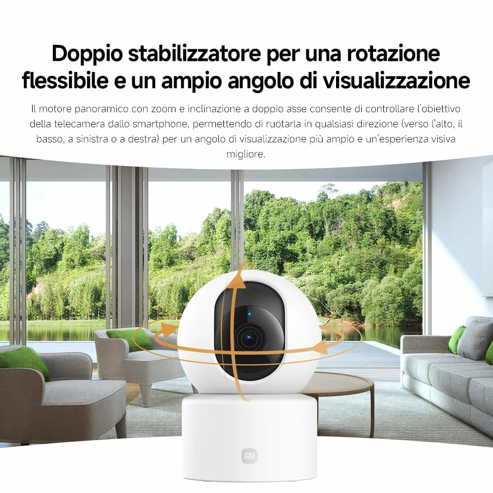 XIAOMI Smart Camera C301 (Videocamera di sorveglianza), risoluzione 2K, protezione privacy, visione notturna a colori, visione completa a 360°, rilvamento delle persone, audio bi-direzionale