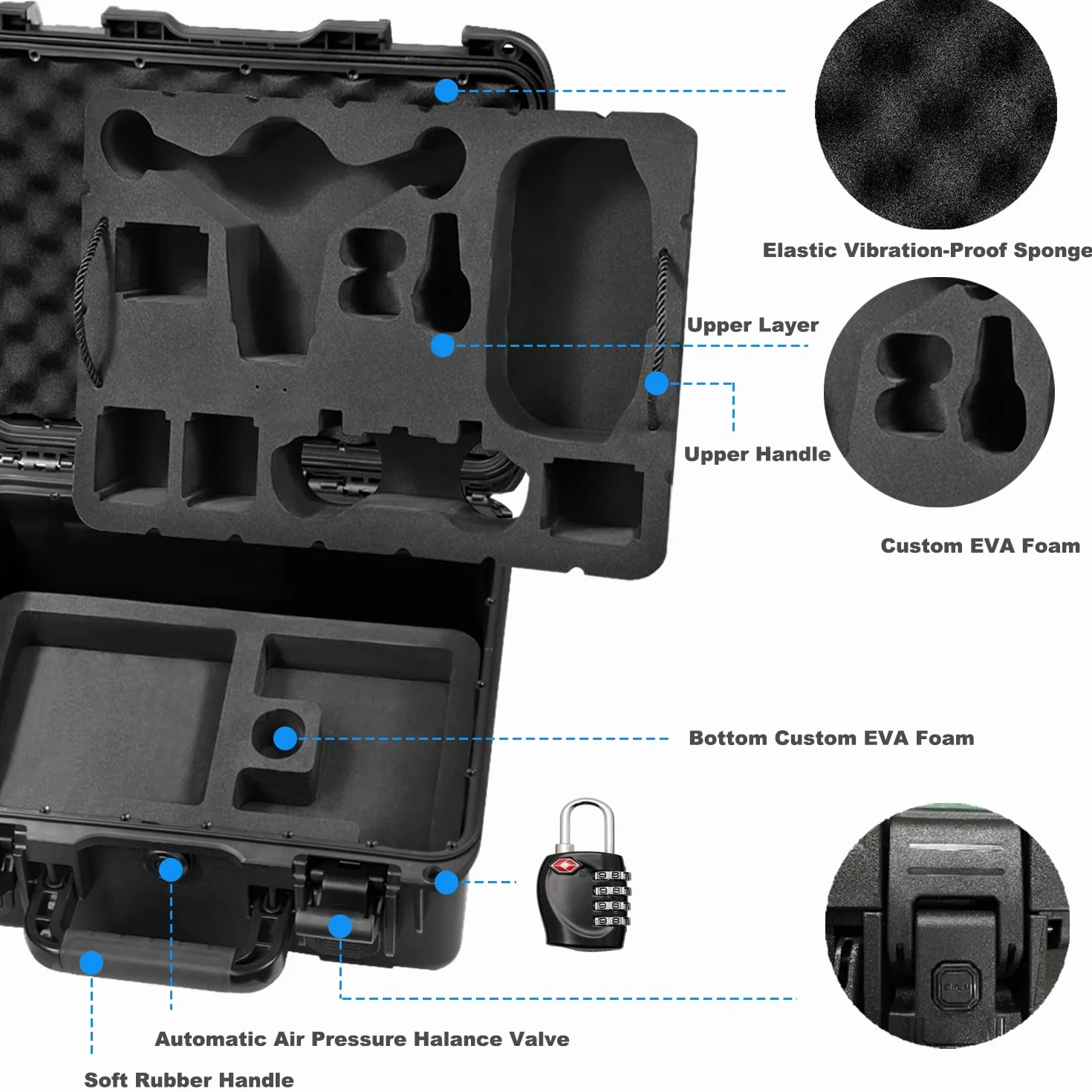 LEKUFEE Custodia Rigida Impermeabile per DJI FPV Combo/FPV Explorer Combo e Accessori (Non per DJI AVATA) (Solo Custodia)