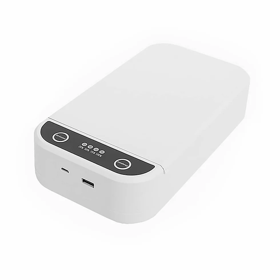 TopHomer Scatola disinfettante per luce UV, Scatola per la pulizia della maschera delle chiavi del telefono cellulare, funzione di aromaterapia, ricarica USB, bianco