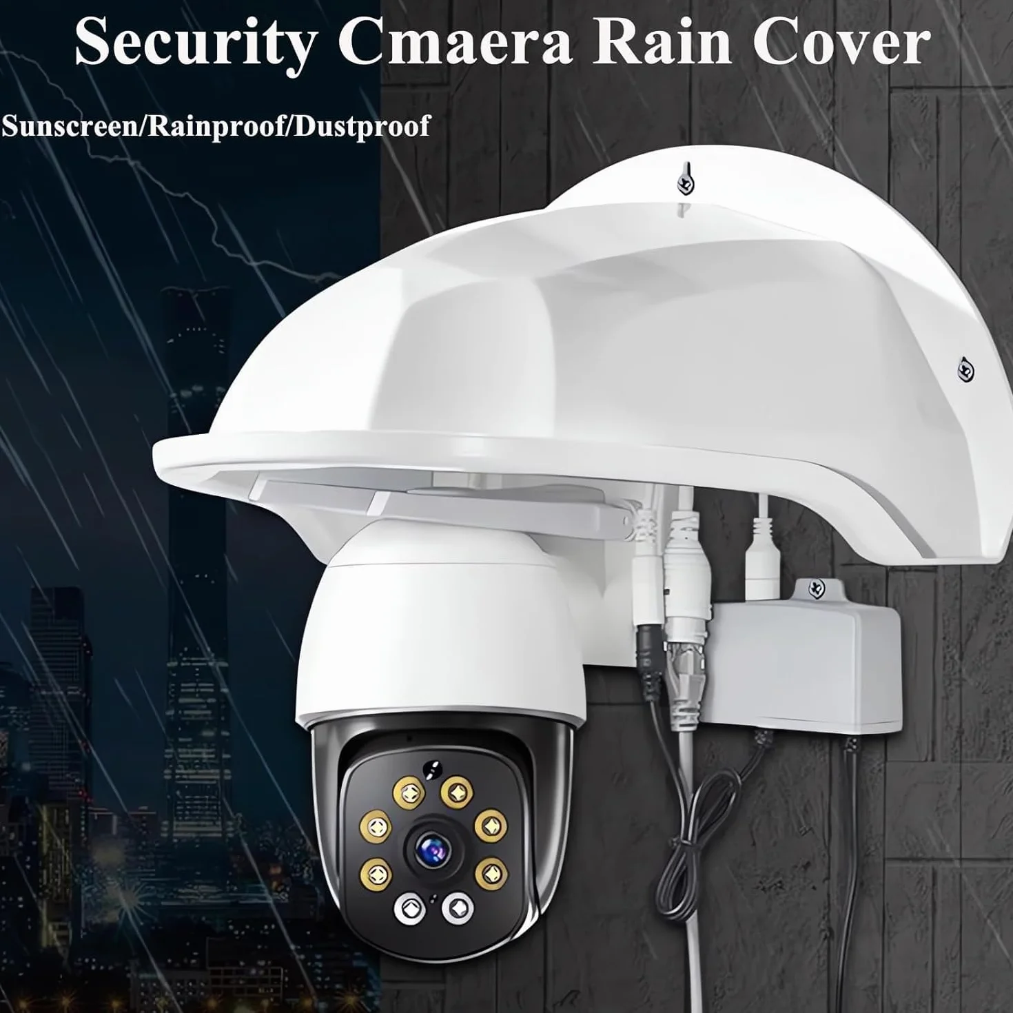 1 custodia protettiva resistente alle intemperie per telecamera di sorveglianza CCTV, custodia solare e piovosa, compatibile con Bullet e Dome (bianco)