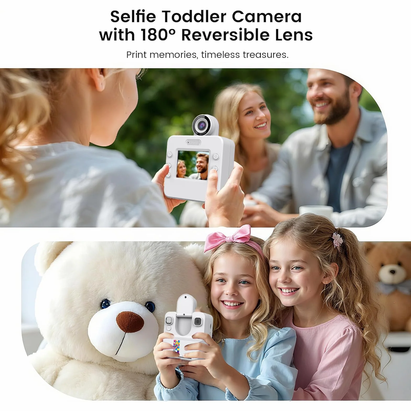 Macchina Fotografica Bambini Istantanea,2.4 Pollici 48MP Fotocamera Digitale con 32GB Scheda & Papier Photo,Regalo di Natale per Bambini dai 3-12 Anni