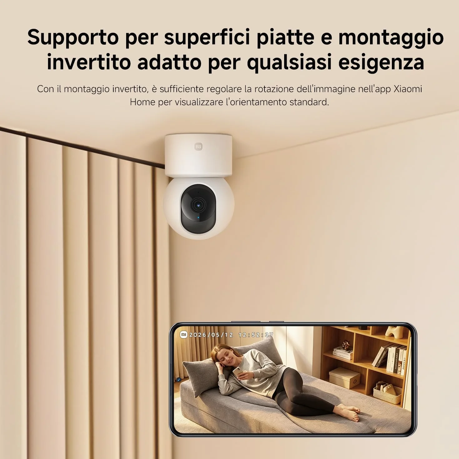 XIAOMI Smart Camera C301 (Videocamera di sorveglianza), risoluzione 2K, protezione privacy, visione notturna a colori, visione completa a 360°, rilvamento delle persone, audio bi-direzionale