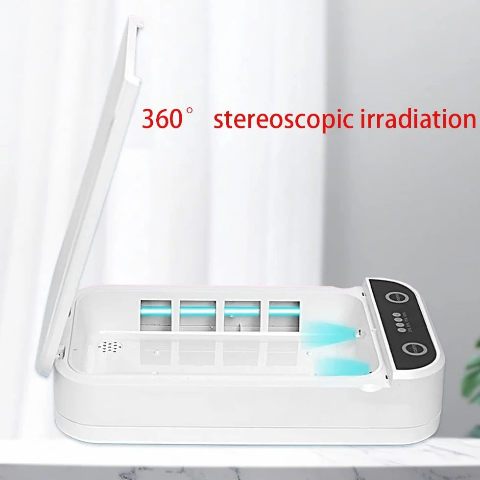 TopHomer Scatola disinfettante per luce UV, Scatola per la pulizia della maschera delle chiavi del telefono cellulare, funzione di aromaterapia, ricarica USB, bianco