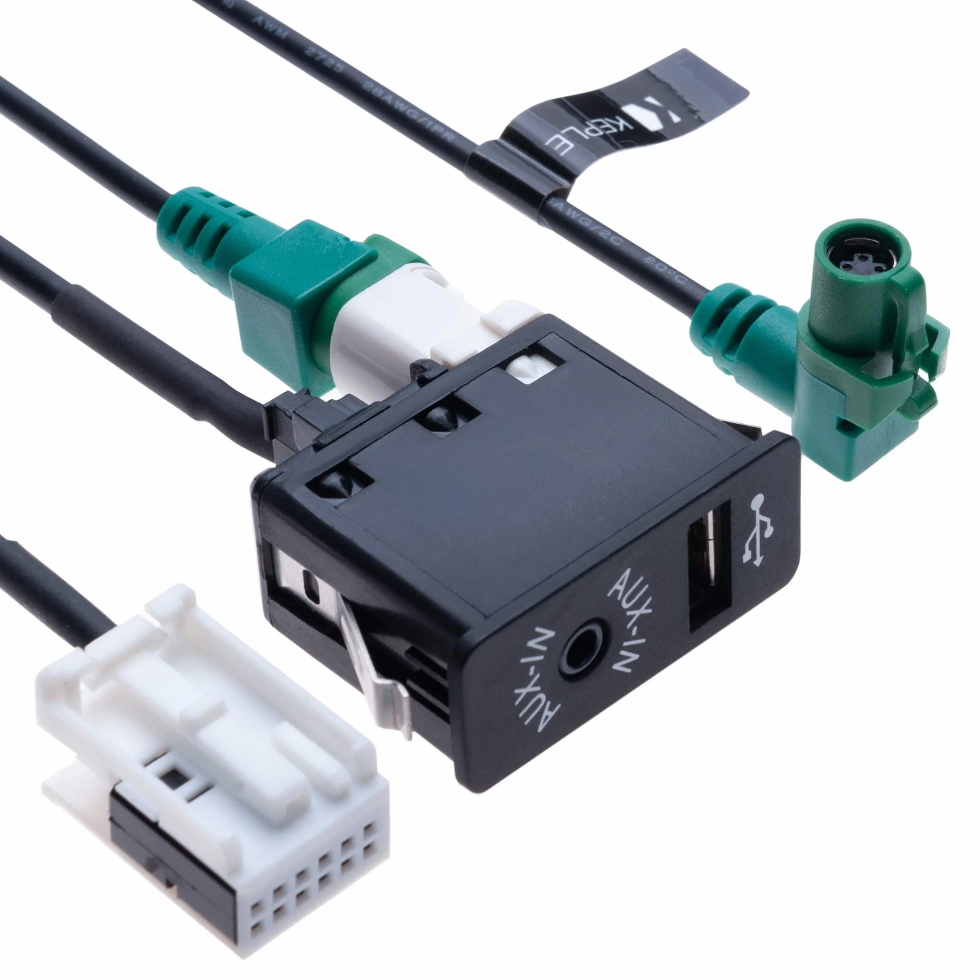 Interruttore per auto USB AUX + Cavo di collegamento USB 4 pin + Cablaggio AUX 12 pin Compatibile con BMW 1 3 5 5 6 E81 E82 E87 E88 E90 E91 E92 E93 E60 E61 F07 F10 F11 E63 E64 Radio veicolare | 1.5 m