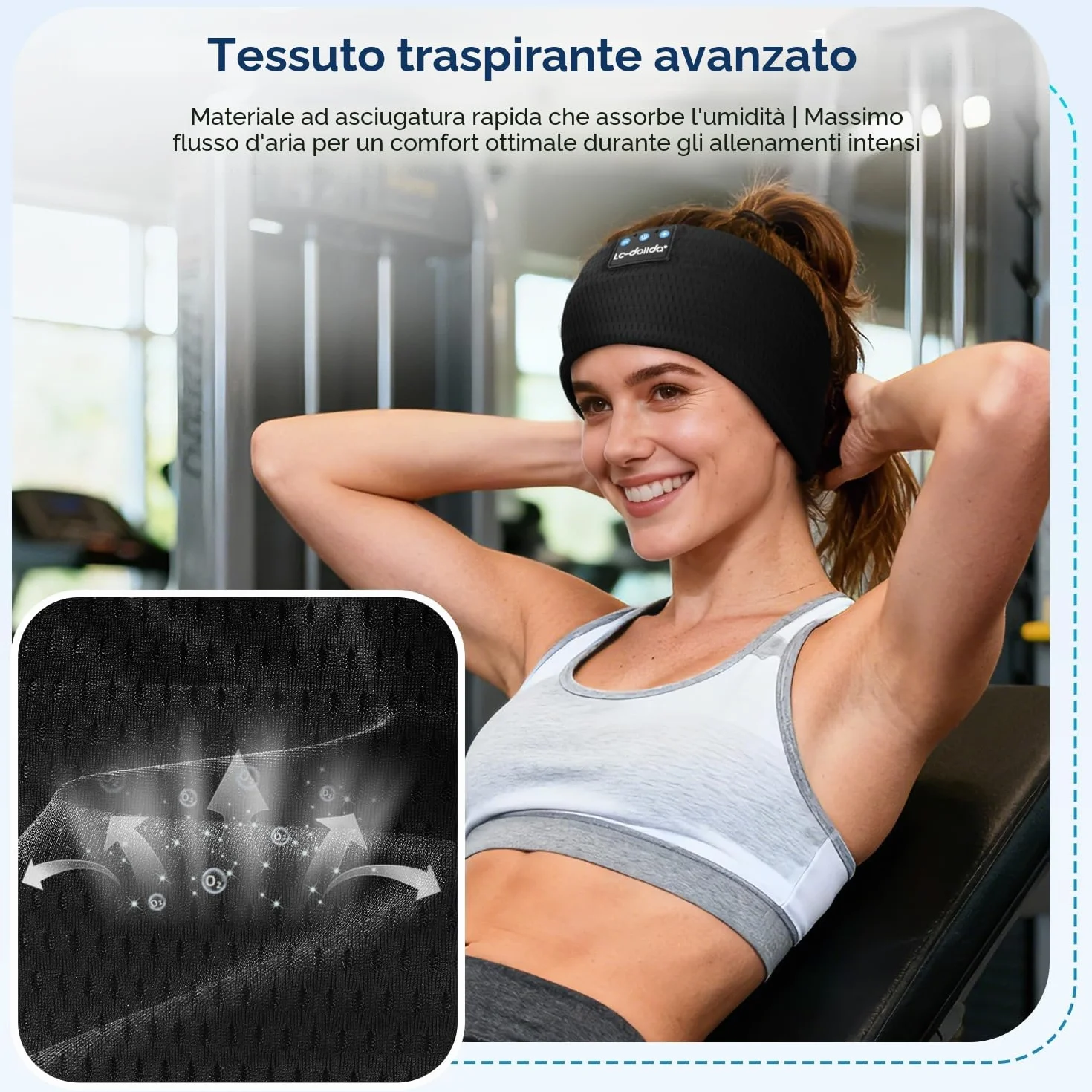 LC-dolida Cuffie Bluetooth con Archetto per Dormire e Sport, Fascia per Cuffie Sportive Maschera del Sonno, Fascia Musicale per Sportivo, Jogging, Yoga, Viaggio, Argento