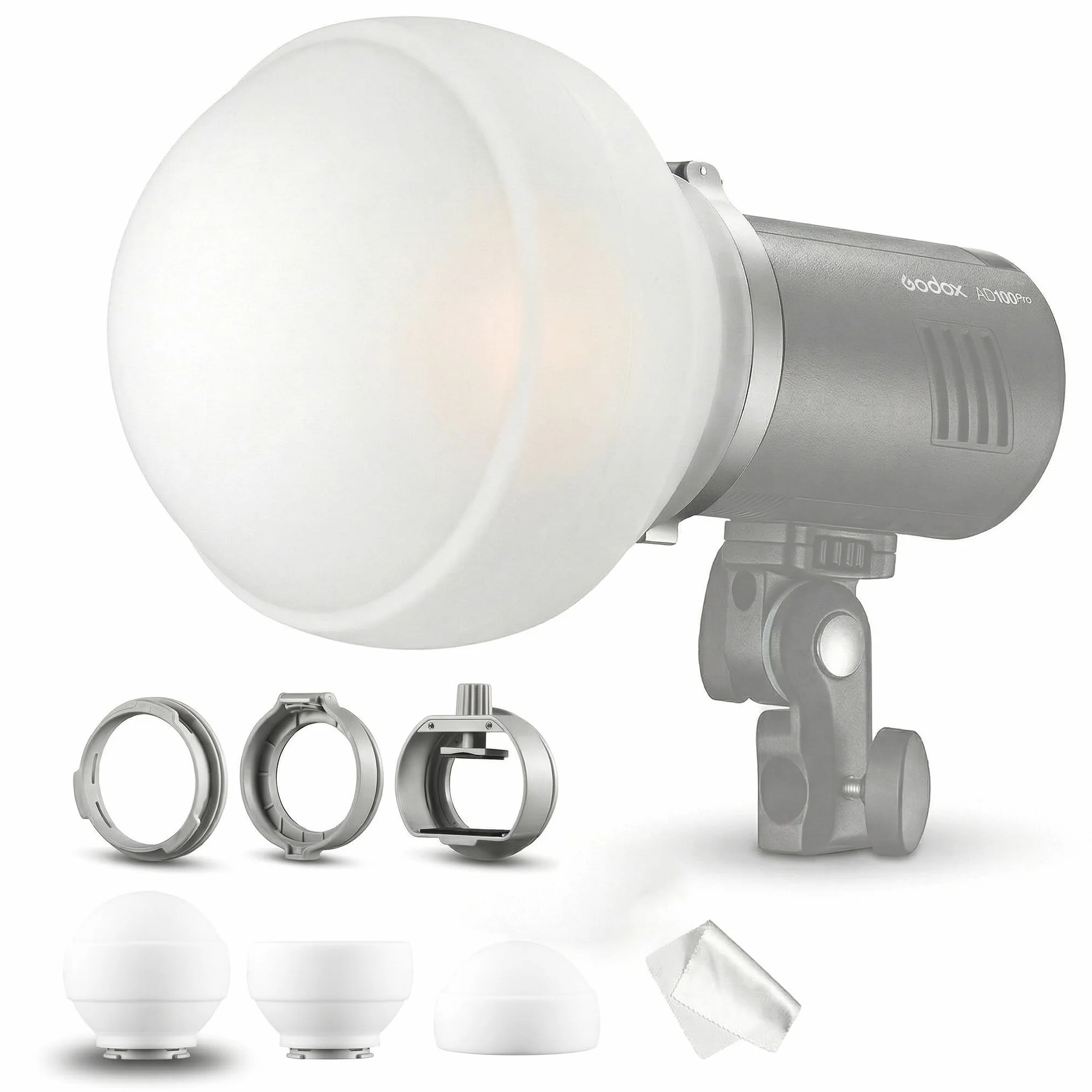 Godox ML-CD15 Soft Dome Diffuser Kit con 3 Adattatori, compatibile con Godox V100, V1 Pro, AD200Pro II, AD100Pro, AD300Pro, AD400Pro, V860III, ML30, ML30Bi, ML100Bi, ML100R, ML60Bi, ML60IIBi e altro