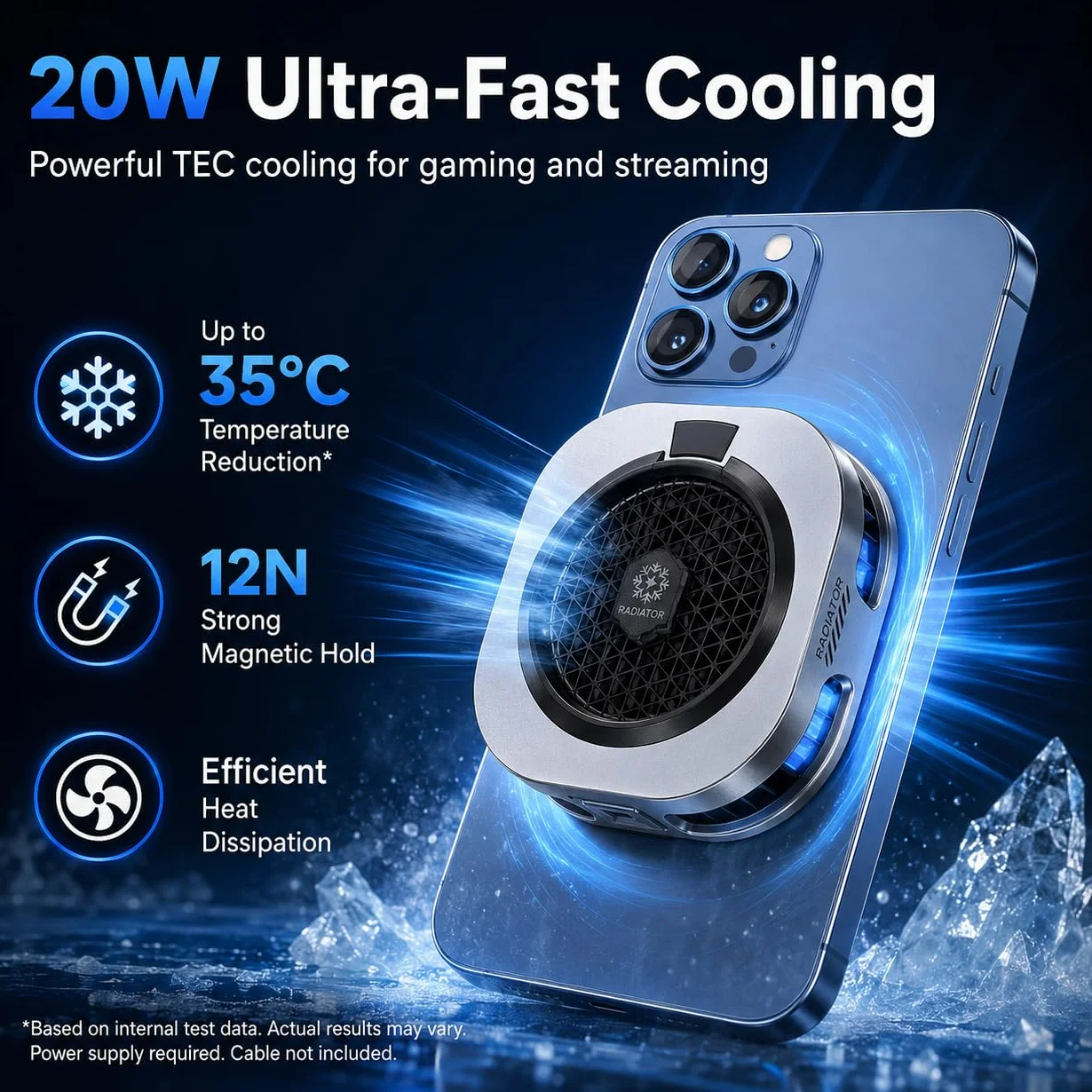 auvstar Raffreddatore Telefono,Phone Cooler RGB,Ventola Raffreddamento elefono Portatile RGB,Raffredda Telefono Leggero e Silenzioso,Adatto per Giochi/Live Streaming (Argento)