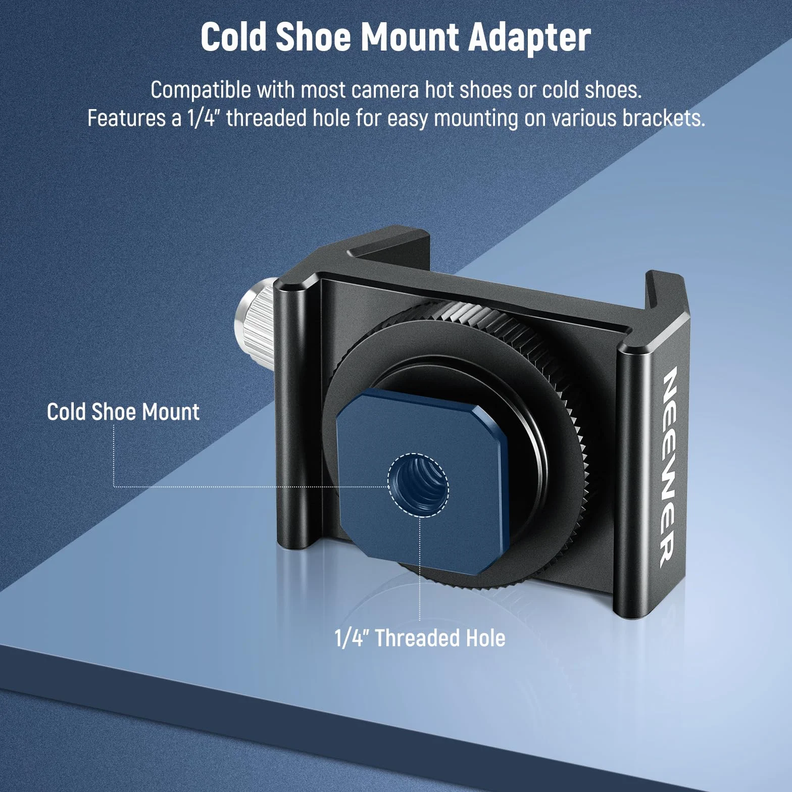 NEEWER Adattatore di Montaggio per Cercatore di Telescopi in Metallo con Cold Shoe e Filettatura 1/4" per Attacco Hot Shoe, Base a Coda di Rondine Standard da 33mm per Astrofotografia di Cielo, LS-T16