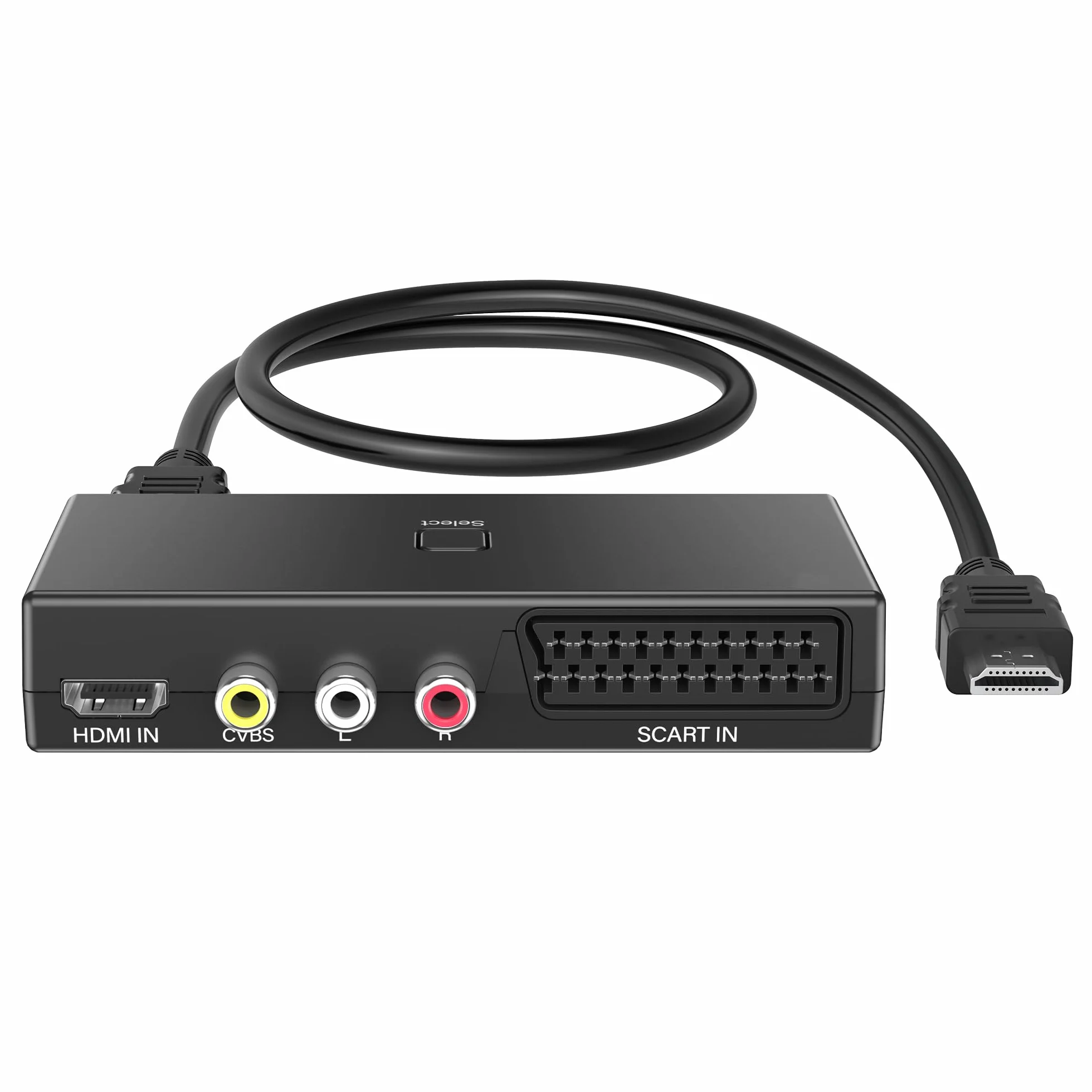 Convertitore SCART a HDMI Adattatore 3 in 1, Ingresso RCA+SCART+HDMI, Supporto 4K@30Hz 1080P per Lettori DVD VHS VCR