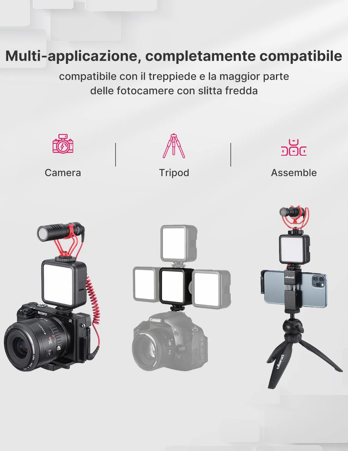 Luce Video RGB Led, ULANZI VL49 Faretto Led Dimmerabile 2500K-9500K Temperatura di Colore con Batteria Integrata, Luci Video illuminazione Pannello con LCD Display per Fotocamera Fotografia
