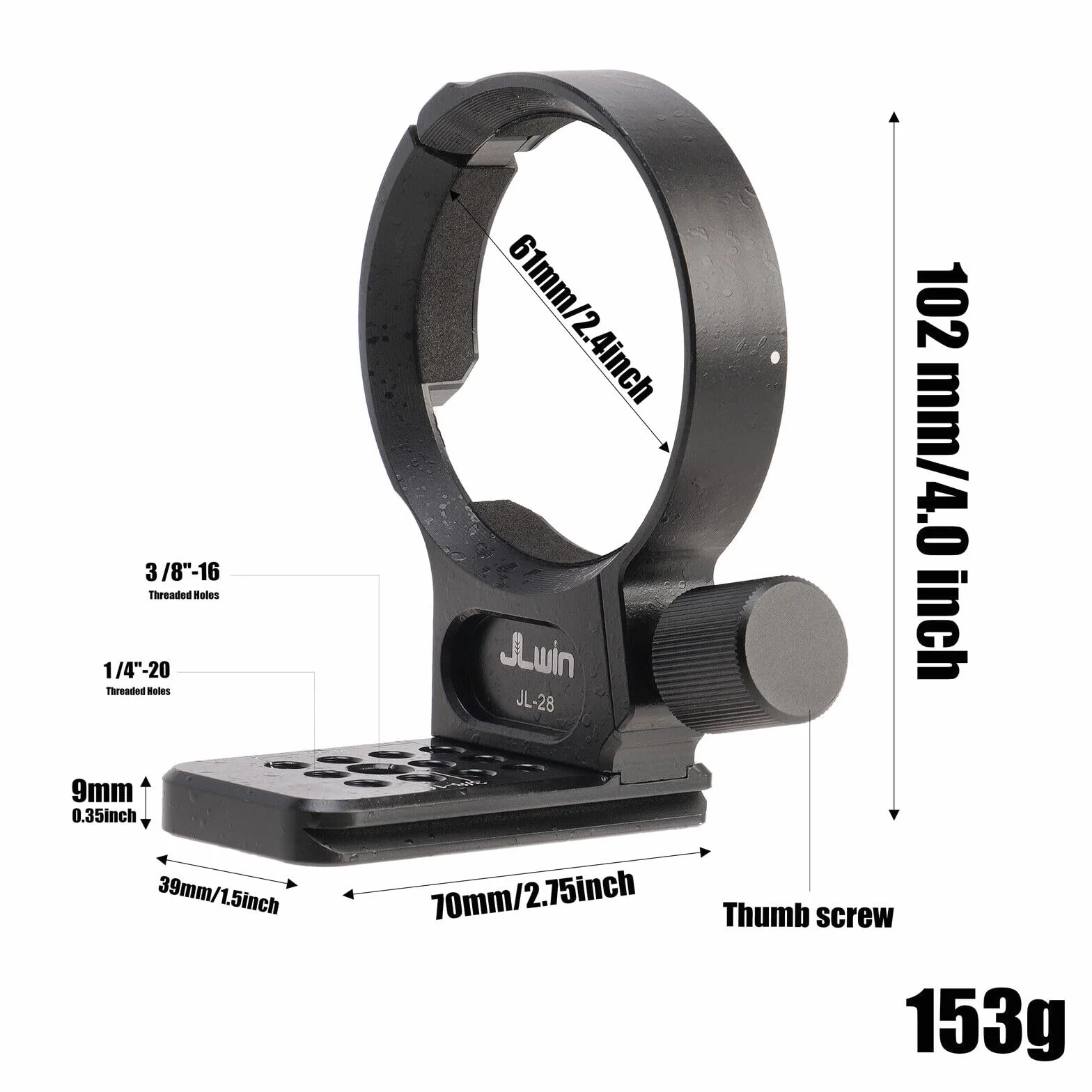 Hersmay Fascetta per treppiede in metallo da 61 mm per obiettivo Sony FE 24-240 mm f/3.5-6.3 OSS, 24-105 mm f/4 G OSS, 16-35 mm f/2.8 GM, 24-70 mm f/2.8 GM, 35 mm f/1.4 ZA, FE 28-70 mm F3.5-5.6 mm