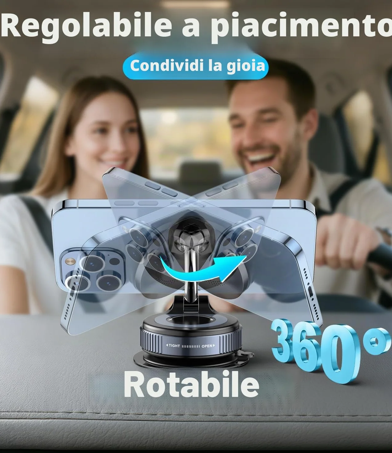 15W Ricarica Veloce Magnetico Porta Cellulare Auto [Ventosa a Vuoto] [Pieghevole, Regolabile 360°] Caricatore Wireless Supproto Telefono Auto per MagSafe iPhone 17 16 15 14 13 12 Serie