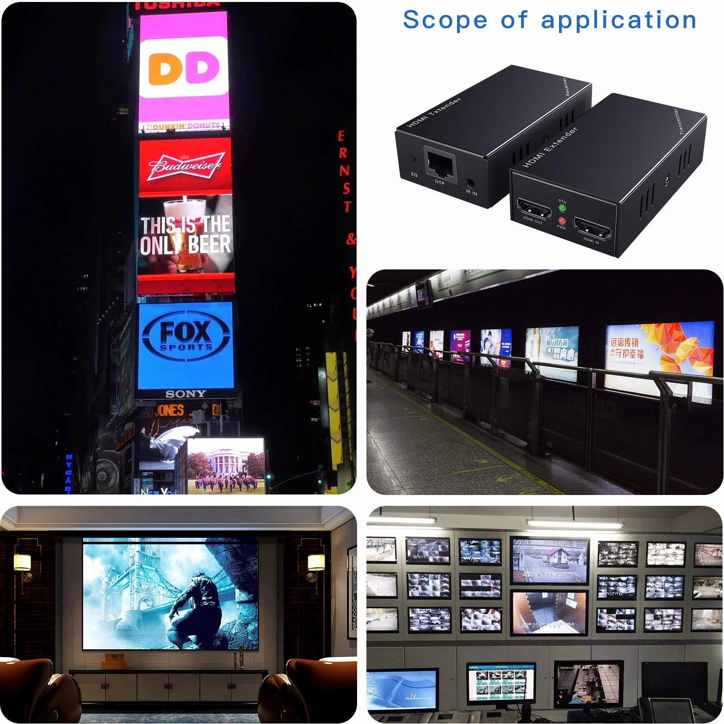 Extender HDMI IR, 1080P a 60Hz con uscita locale, estende la trasmissione fino a 50 m di lunghezza su cavo CAT5e/CAT6/CAT7, con un adattatore di alimentazione
