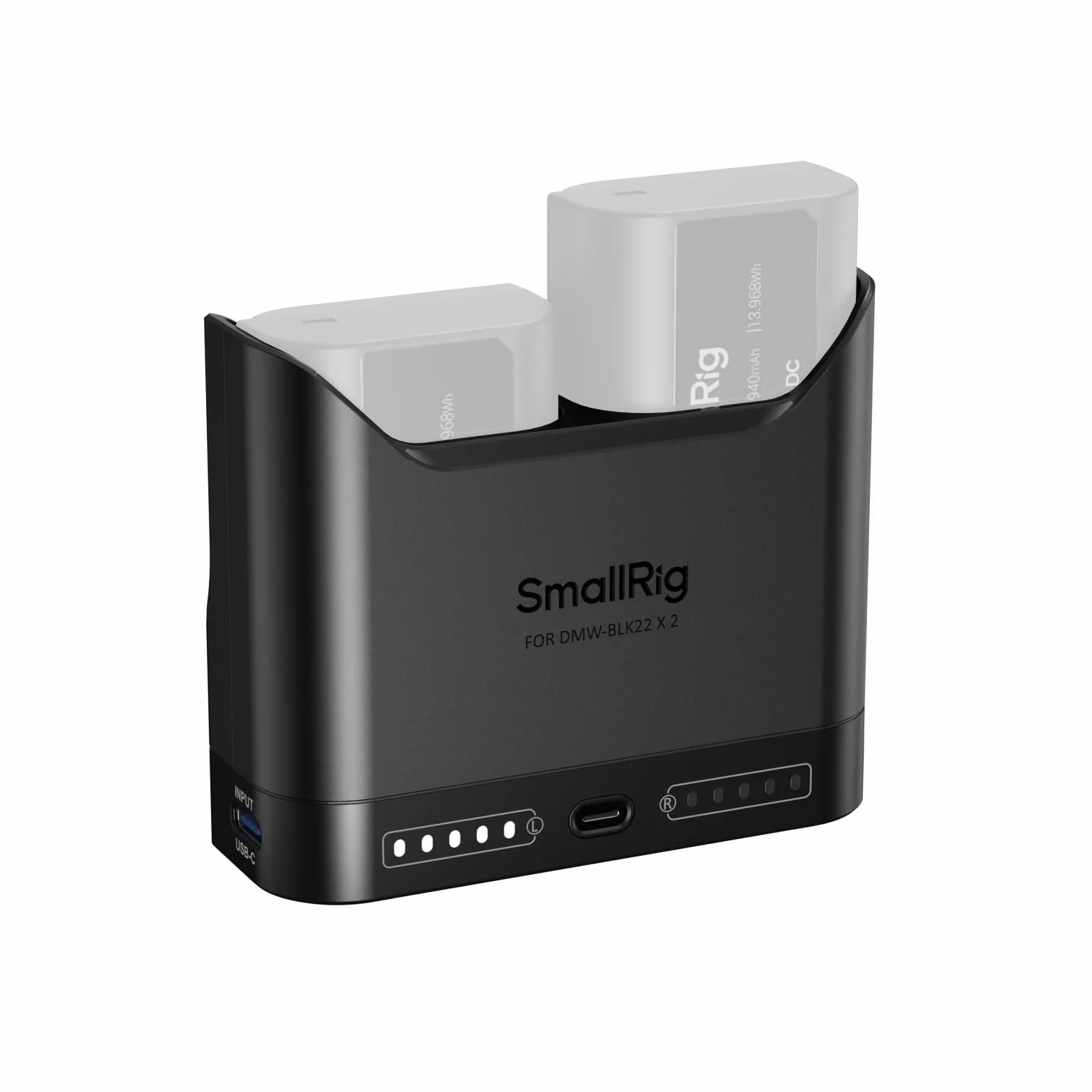 SMALLRIG DMW-BLK22 Caricabatterie per Panasonic, Caricabatterie per fotocamera a doppio slot da 2 ore con porta di USB-C, per Panasonic Lumix GH5, GH5 II, GH6, GH7, S5, S5 II, S5 IIX, S9, G9 II, -5492