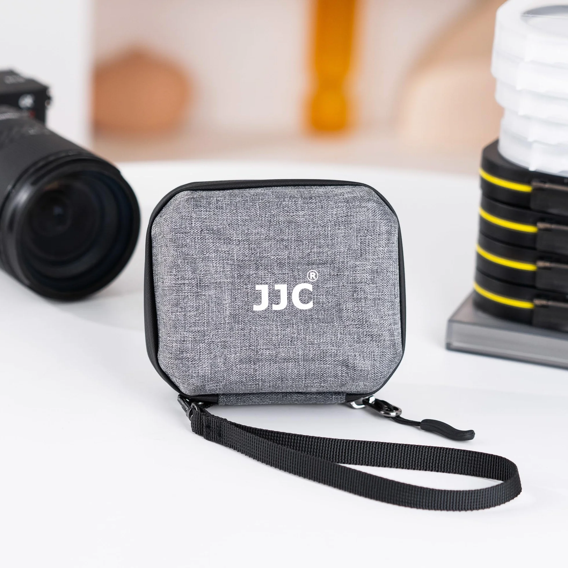 JJC Custodia rigida per 10 filtri, diametro ≤ 67 mm, antipolvere e impermeabile, per filtro ND UV CPL, con cinghia da polso + panno di pulizia