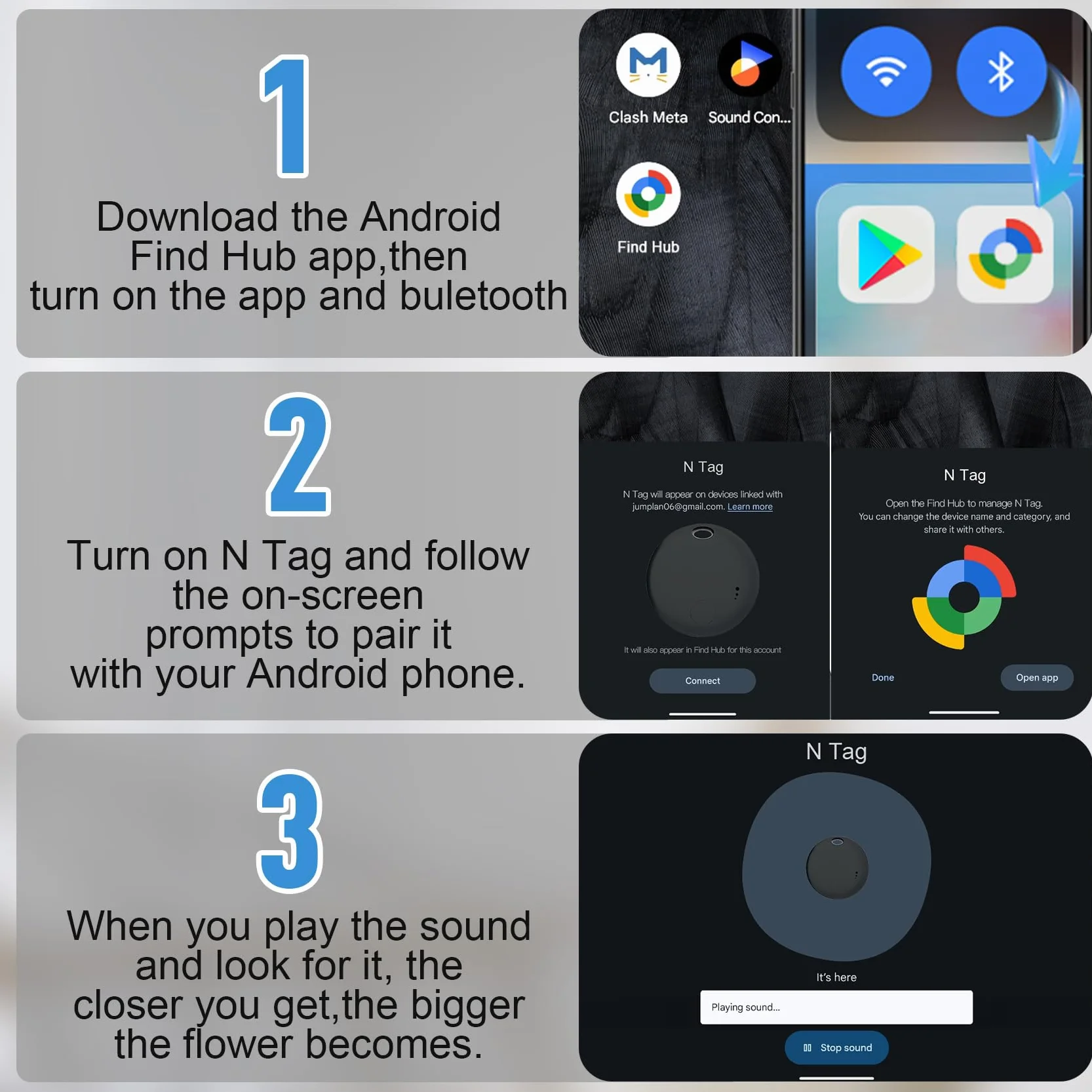 Air Tracker Android, 2 PCS Smart Tracker Localizzatore Chiavi Compatibile con Trova Dispositivo(Solo Android), Bluetooth Tracker Tag Compatibile per Portafogli,Chiavi,Zaini (Nero)