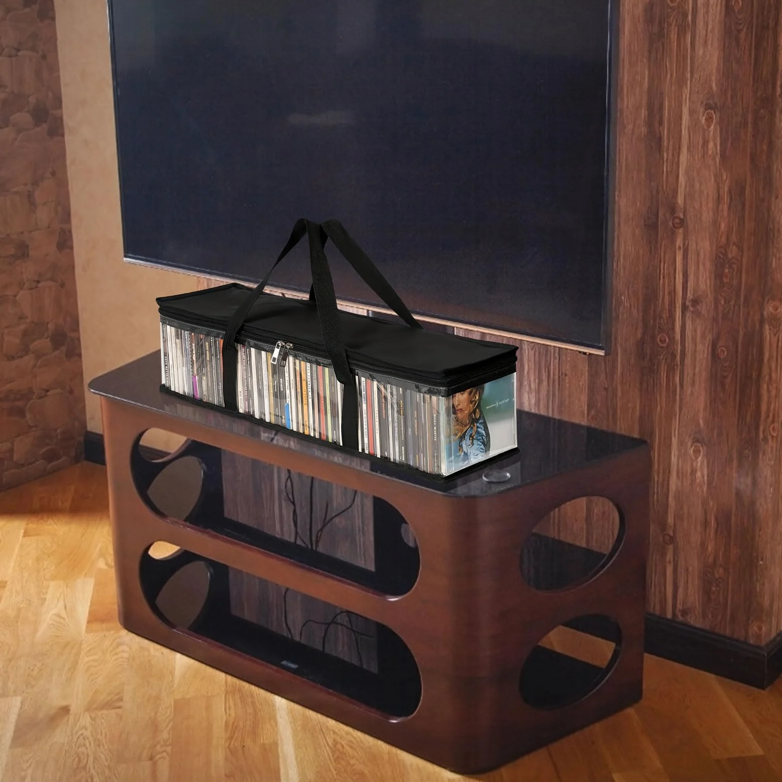 Borse Portatile per DVD, borsa di Archiviazione Trasparente per CD, Custodia Impermeabile con Manici di Grande Capacità (4)