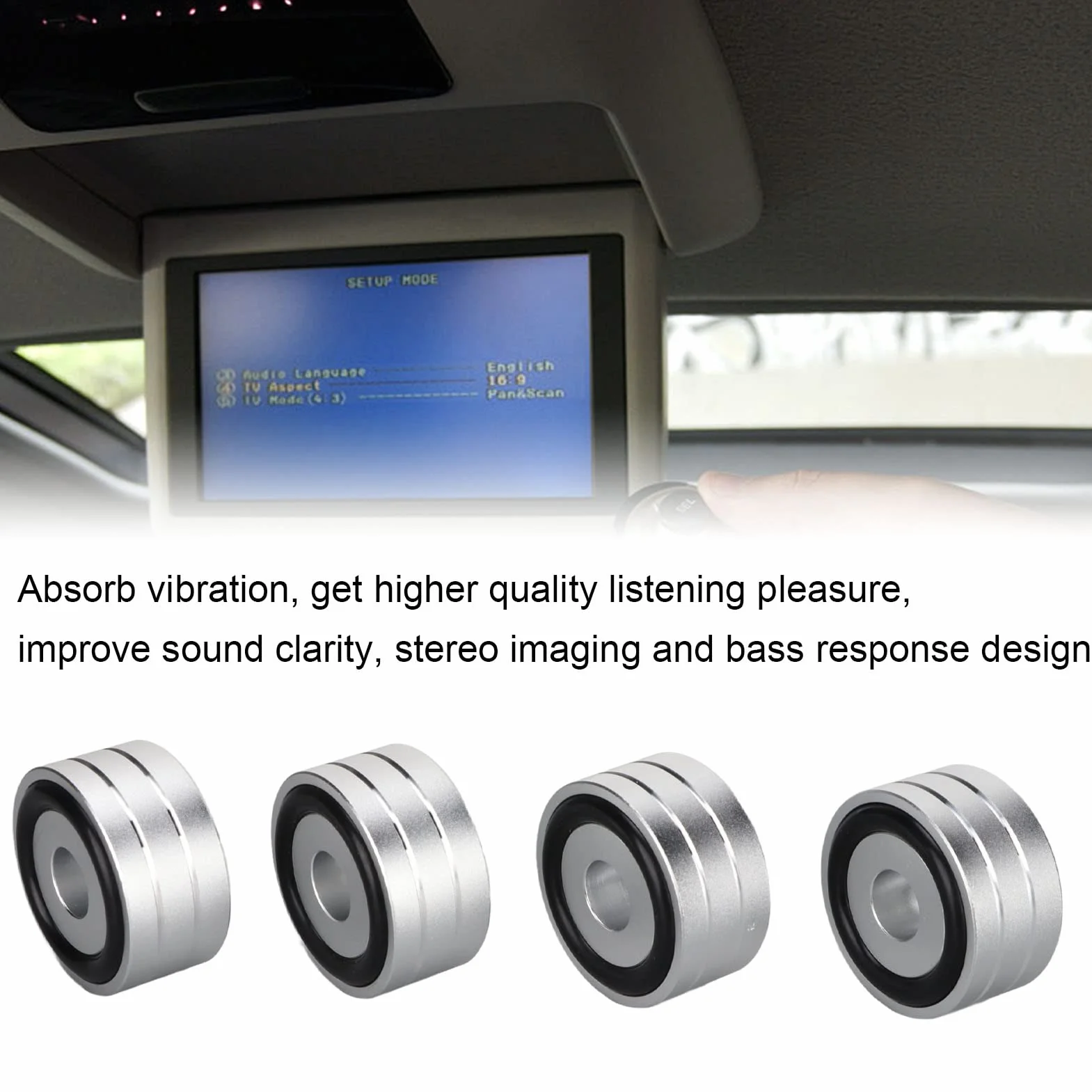 Piedini Isolamento Altoparlanti 4 Pezzi 40x20mm Alluminio Antiscivolo HiFi Argento