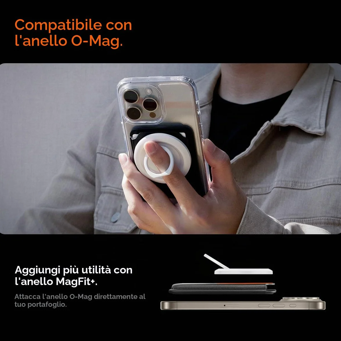 Spigen Valentinus MagFit+ Portafoglio (3 carte) MagSafe Wallet MagSafe Compatibile con iPhone 17/16/15/14/13/12 Modelle, Accessori MagSafe - Nero