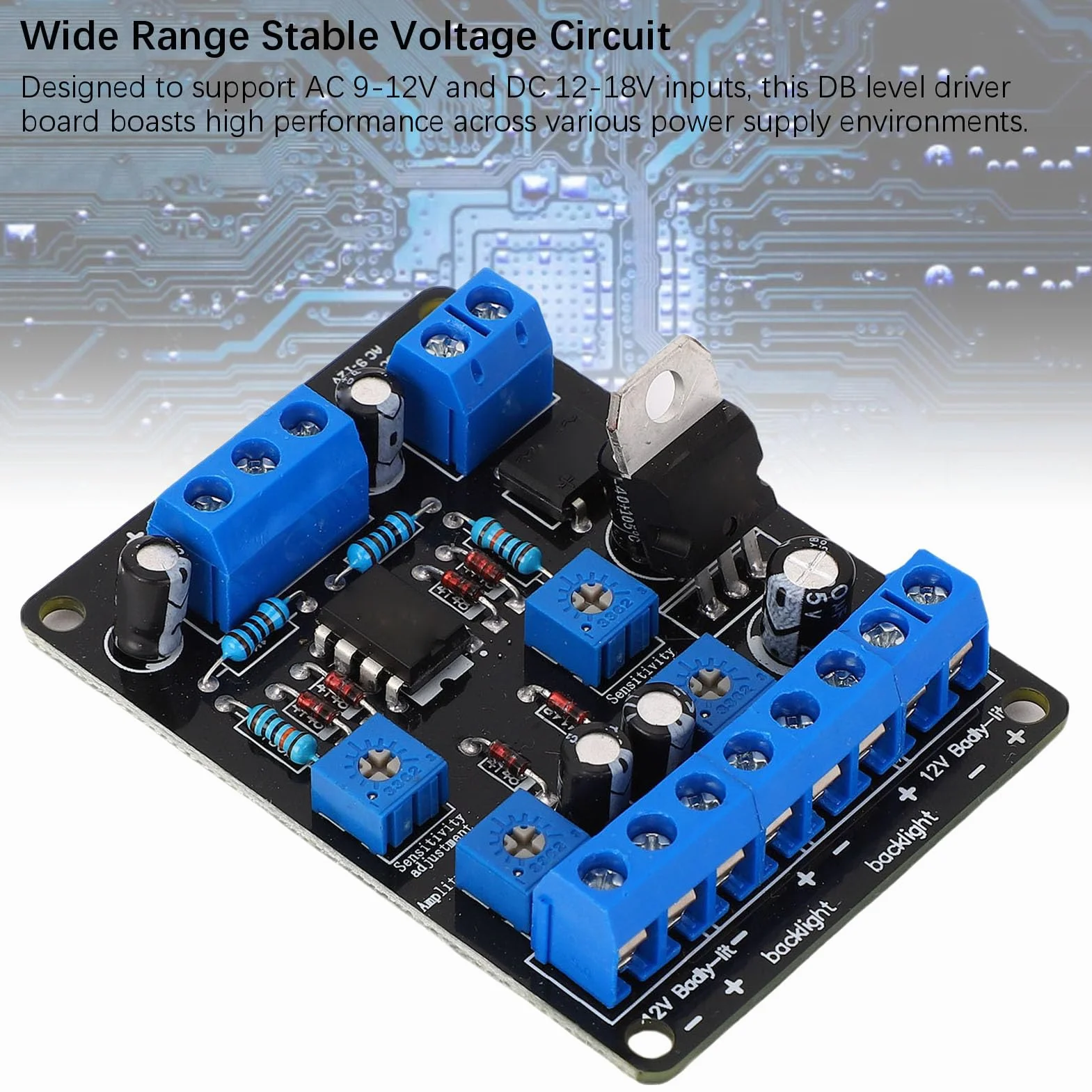 SEAFRONT Scheda Driver VU Meter Scheda Driver Livello DB Meccanismo di Azionamento della Testina Migliorato Ingresso CA 9-12 V CC 12-18 V con Regolazione di Ampiezza e sensibilità per la