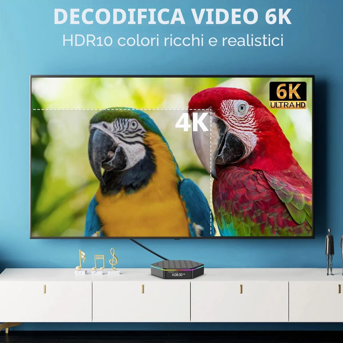 Box TV Android 12.0, 4 GB RAM 32 GB ROM Allwinner H618 Quad Core 64 bit, support HD 6K / 3D / H.265 Ethernet 2.4/5G Dual WiFi BT 5.0