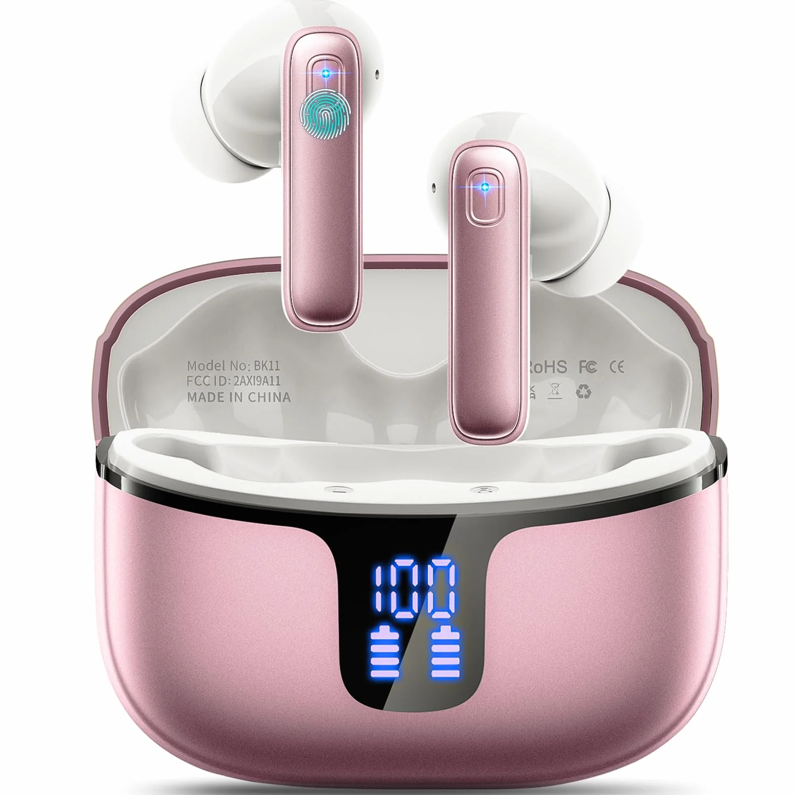 Cuffie Bluetooth, Renimer Auricolari Bluetooth 5.3 con Driver Dinamico 14.2mm Stereo, 4 ENC Mics Cancellazione Rumore Cuffie Wireless in Ear, 40 Ore Cuffiette, IP7 Impermeabile USB-C Cuffie Senza Fili