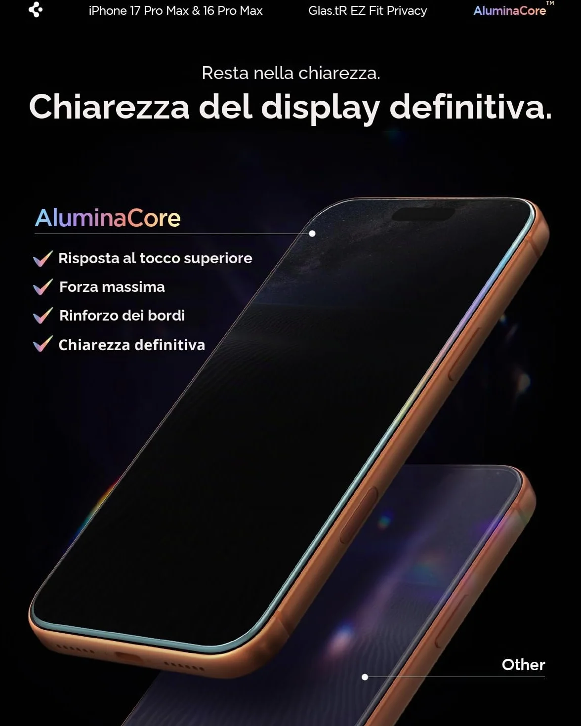 Spigen Glas.tR EZ Fit Vetro Temperato compatibile con iPhone 17 Pro Max, iPhone 16 Pro Max, 2 Pezzi, Anti-Spia, Protezione della Privacy, Durezza 9H Pellicola prottetiva