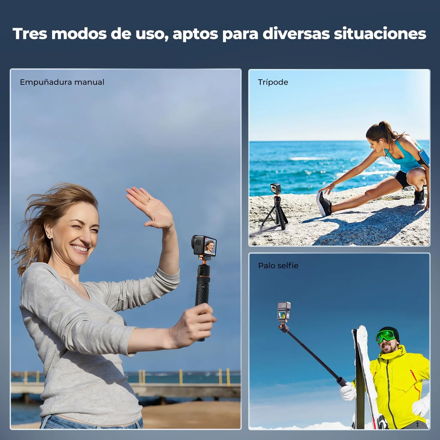 K&F CONCEPT Treppiede Bastone Selfie 65 cm Compatibile con DJI Osmo Nano/Action 6, Monopiede Estraibile, Chiusura Magnetica, Testa Sferica 360°, Supporto per Vlogging