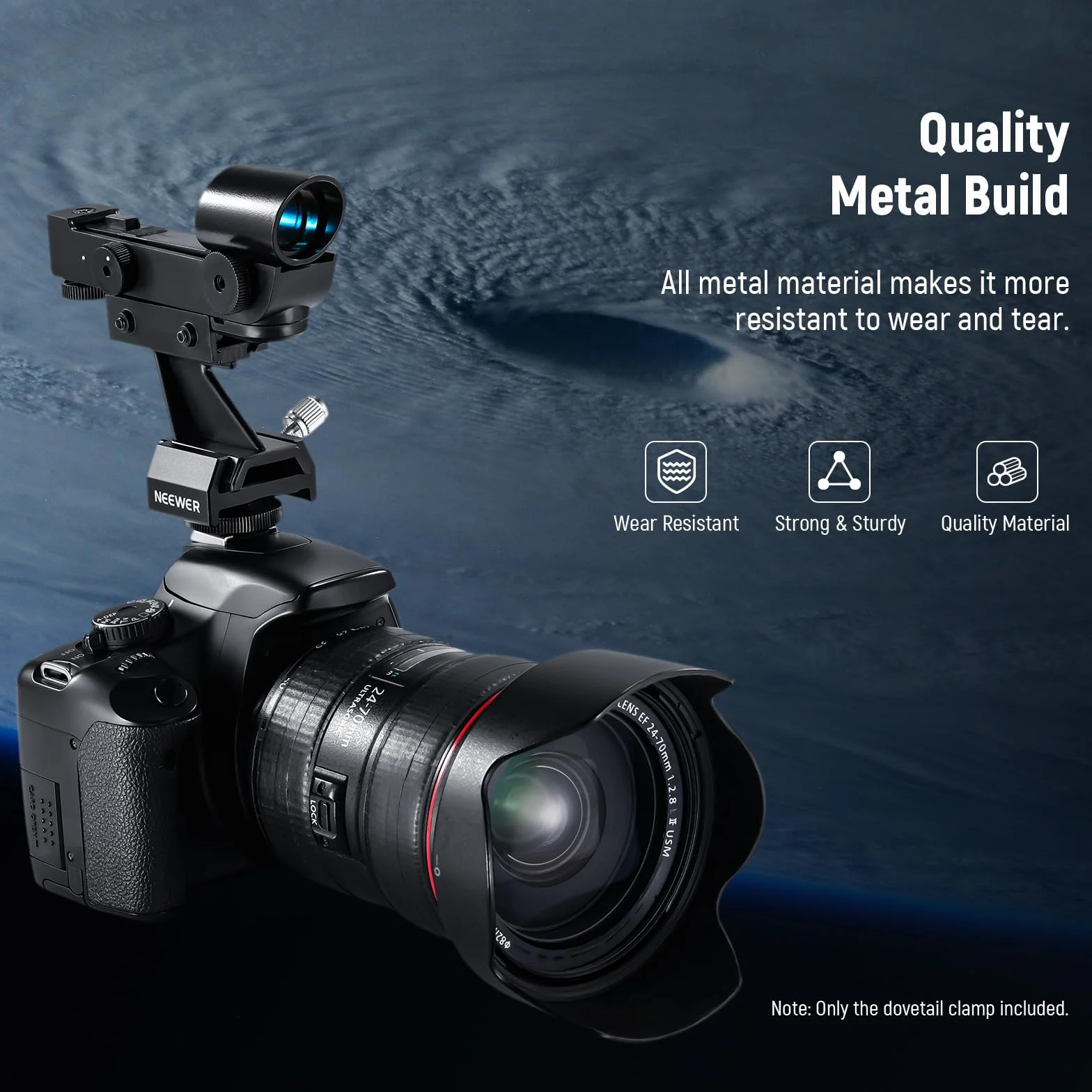NEEWER Adattatore di Montaggio per Cercatore di Telescopi in Metallo con Cold Shoe e Filettatura 1/4" per Attacco Hot Shoe, Base a Coda di Rondine Standard da 33mm per Astrofotografia di Cielo, LS-T16