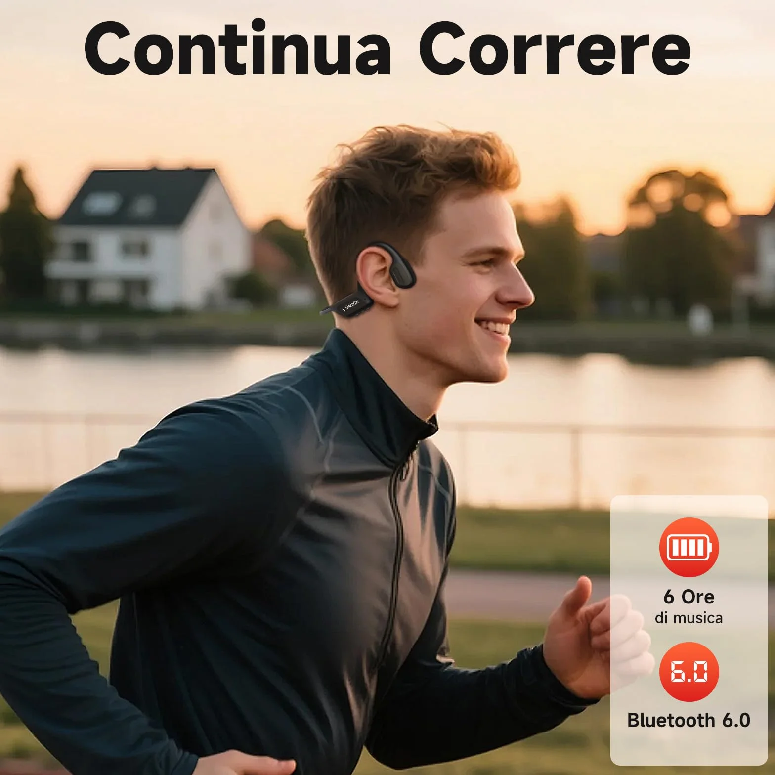 MANKIW Cuffie Conduzione Ossea, IP68 Cuffie Open Ear Bluetooth 6.0, Auricolari Conduzione Ossea per Fitness, Corsa, Auto, Escursionismo