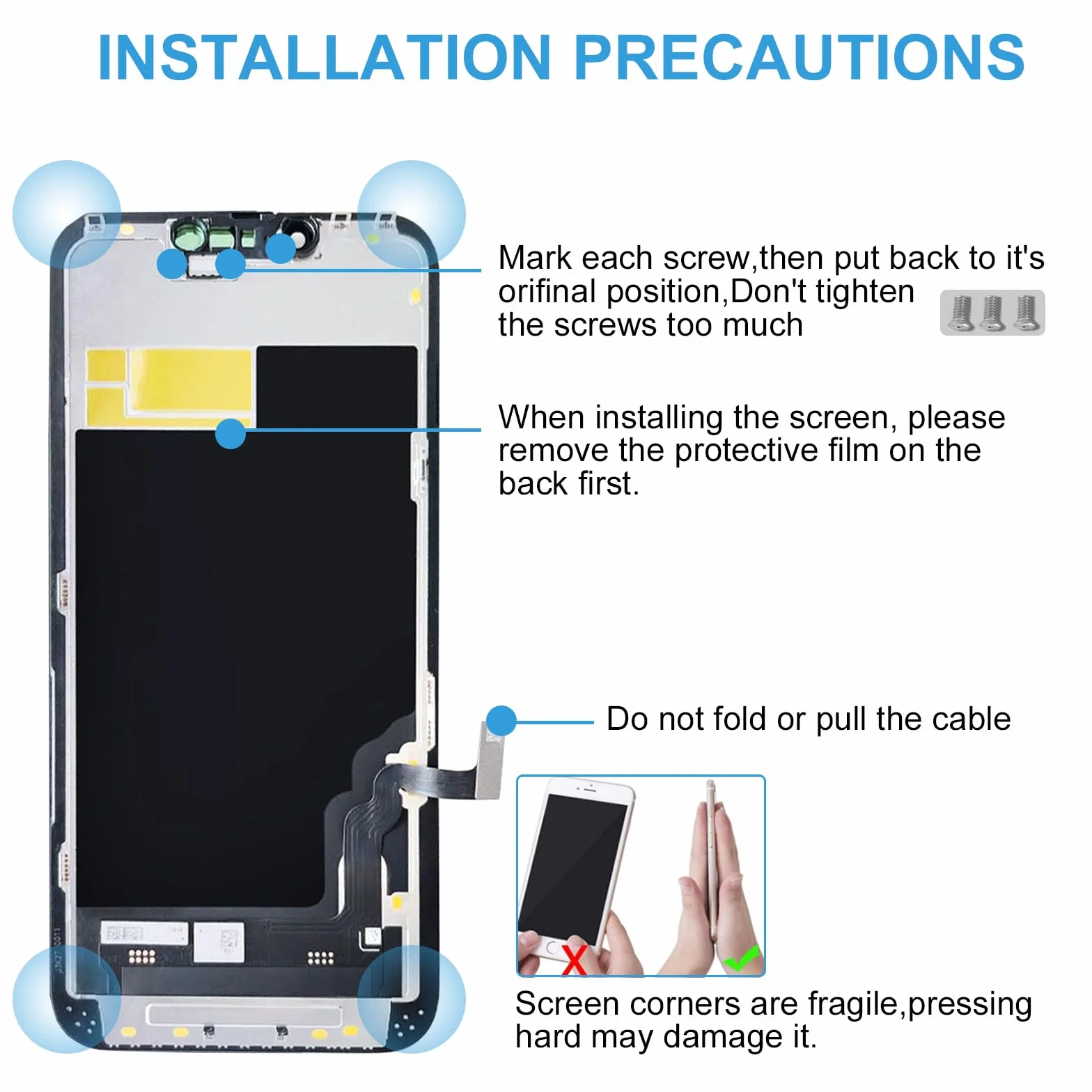 Dinow Display per iPhone 13 LCD Sostituzione Schermo 6.1" LCD di Ricambio Schermo per iPhone 13, Touch Screen per iPhone 13 con Kit di Riparazione, Compatibile con A2482/ A2631/ A2634/ A2635/ A2633