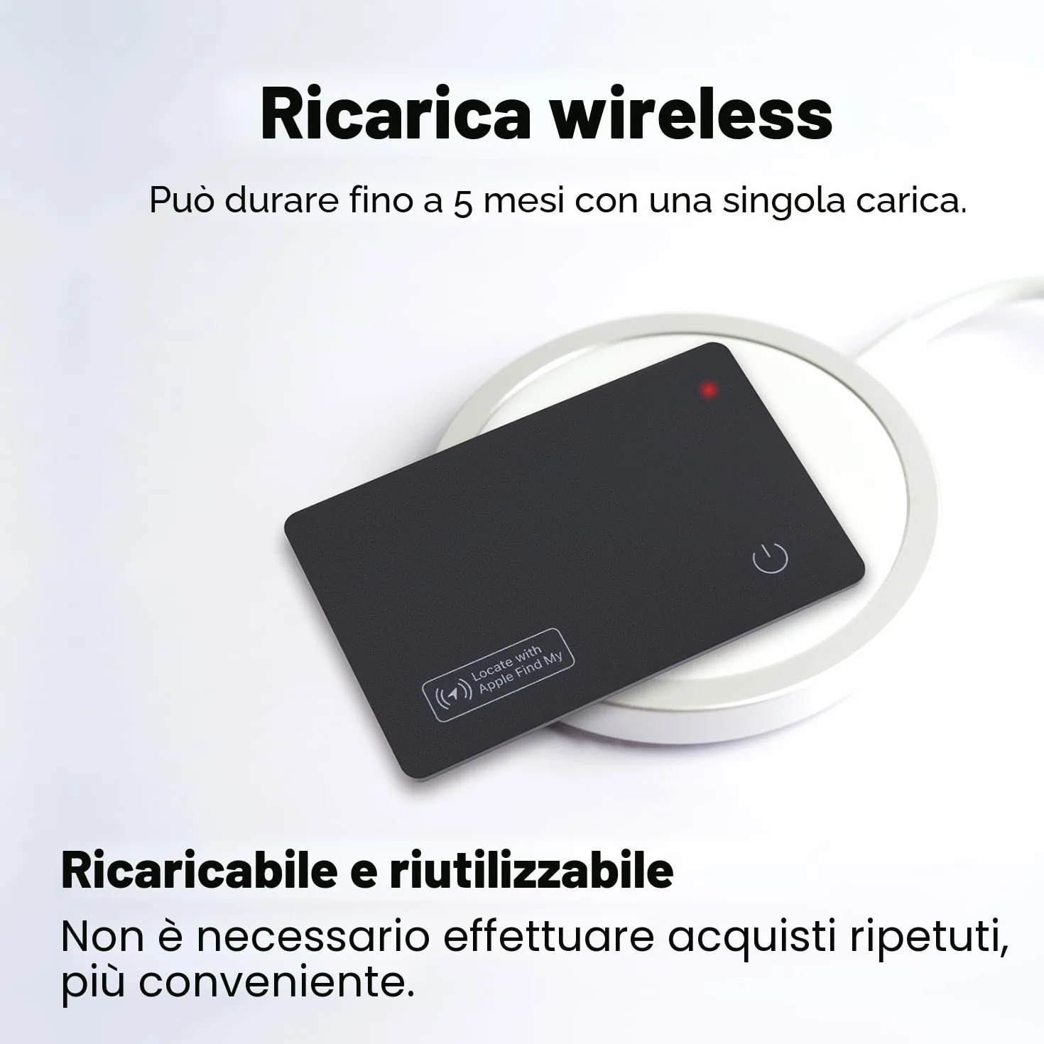 Reyke Scheda di tracciamento del Portafoglio Sottile compatibile con Apple Find My per etichette bagagli telefoni cellulari passaporti
