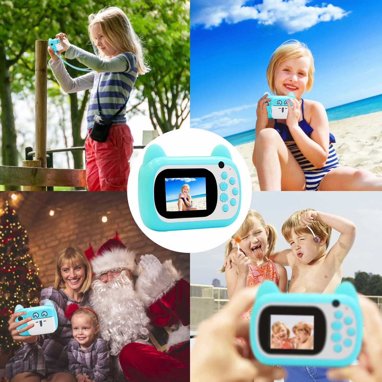 Fotocamera istantanea per bambini, schermo LCD da 2,4 pollici, fotocamera digitale per bambini con zoom 6x, 24 Mpixel, doppio obiettivo e videoregistratore 1080p, regalo per ragazzi e ragazze