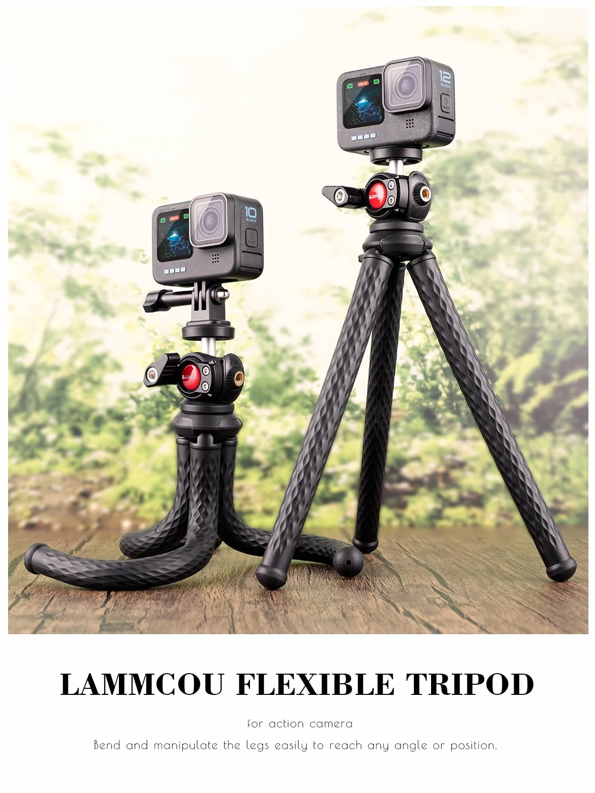Lammcou Treppiede Actiocam, Flessibile Octopus Gorrila Pod e Staffa Compatibile con Hero Hero 13 12 11 10 9 X3 Go3 Bendy Tripod Accessorio per Video Vlogging