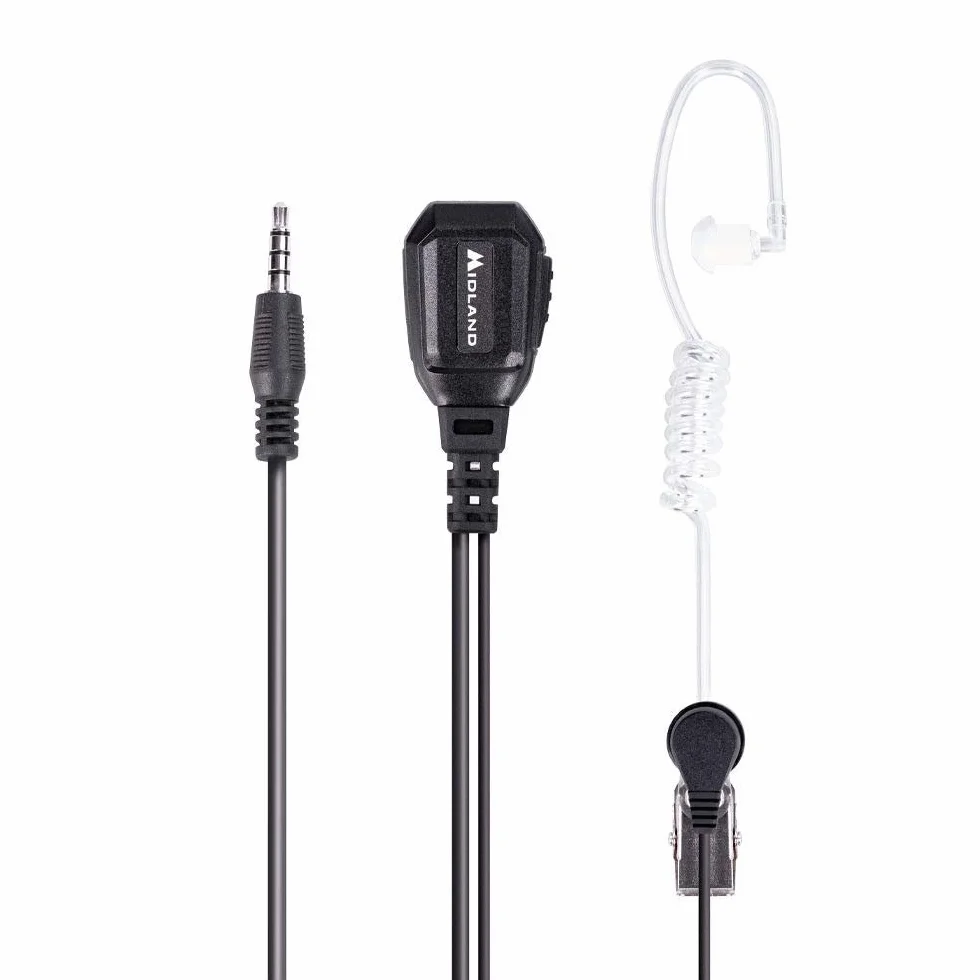 Midland MA31 777PRO Microfono Auricolare Pneumatico PTT 1 Pin 3,5mm Cavo Silicone Trasparente