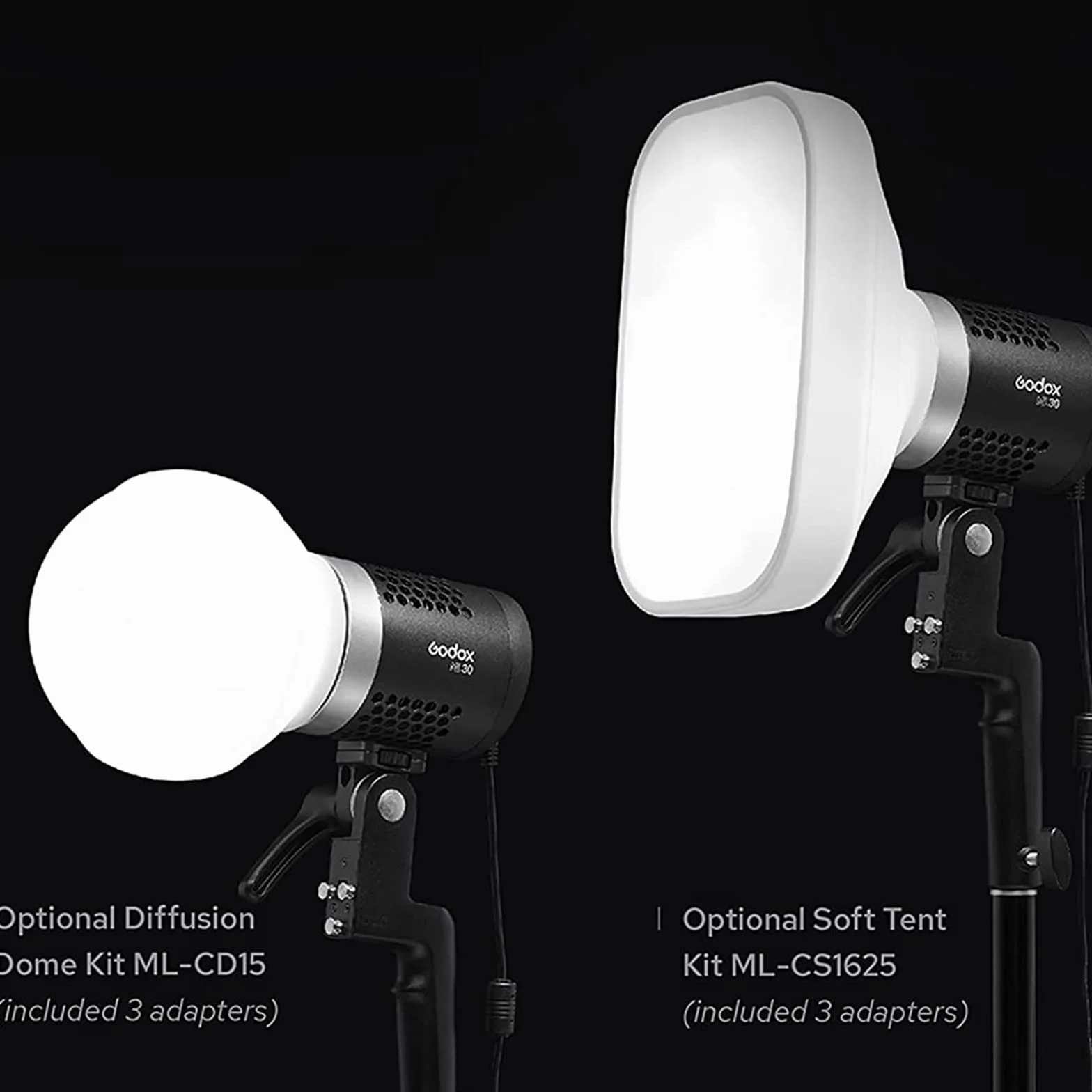 Godox ML-CD15 Diffusore Dome con 3 Adattatori per Godox V1 V1Pro AD100PRO AD200PRO V860III V850II TT685II TT600 AD200 ML30 ML30Bi ML60 ML60Bi AD300PRO AD400PRO