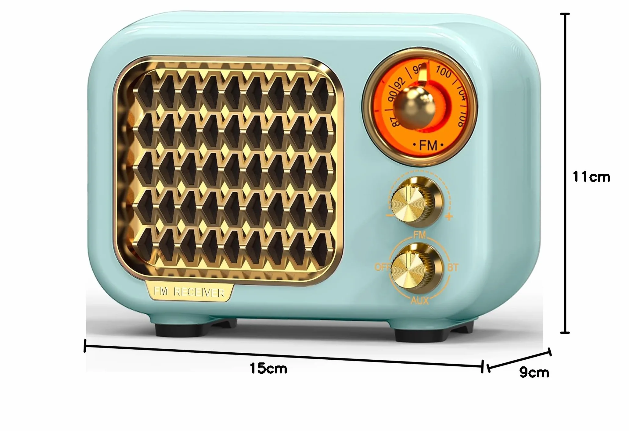 Tendak Radio Portatile FM Bluetooth 5.1 Retro, Altoparlante Hi-Fi, Batteria 1000 mAh, Supporto TF/AUX/USB