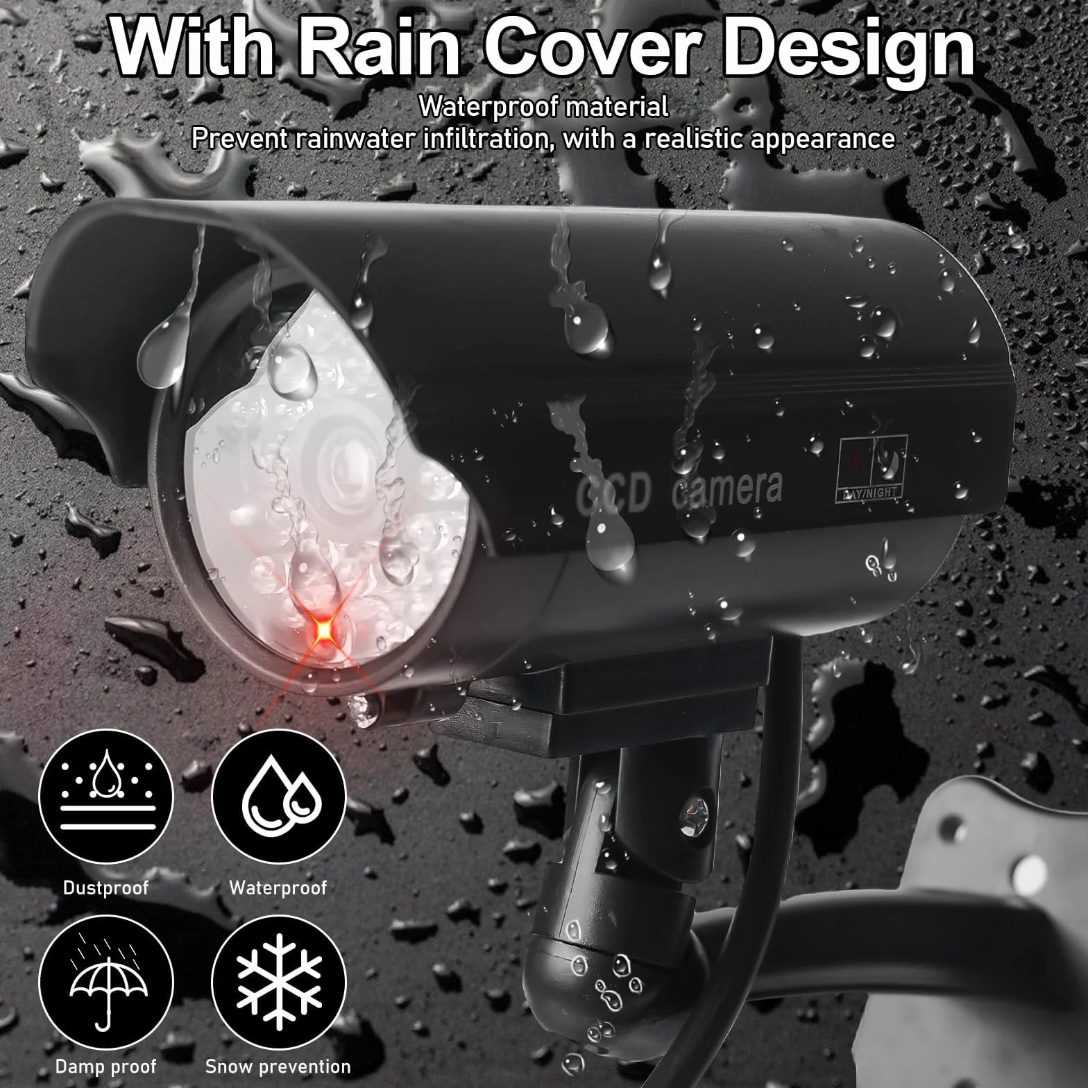 GOMETY 4 fotocamere Atrappe esterne, finte fotocamera con LED rosso lampeggiante, telecamera di sorveglianza, per esterni, CCTV, manichino, telecamera di sicurezza per interni ed esterni (nero) (4)