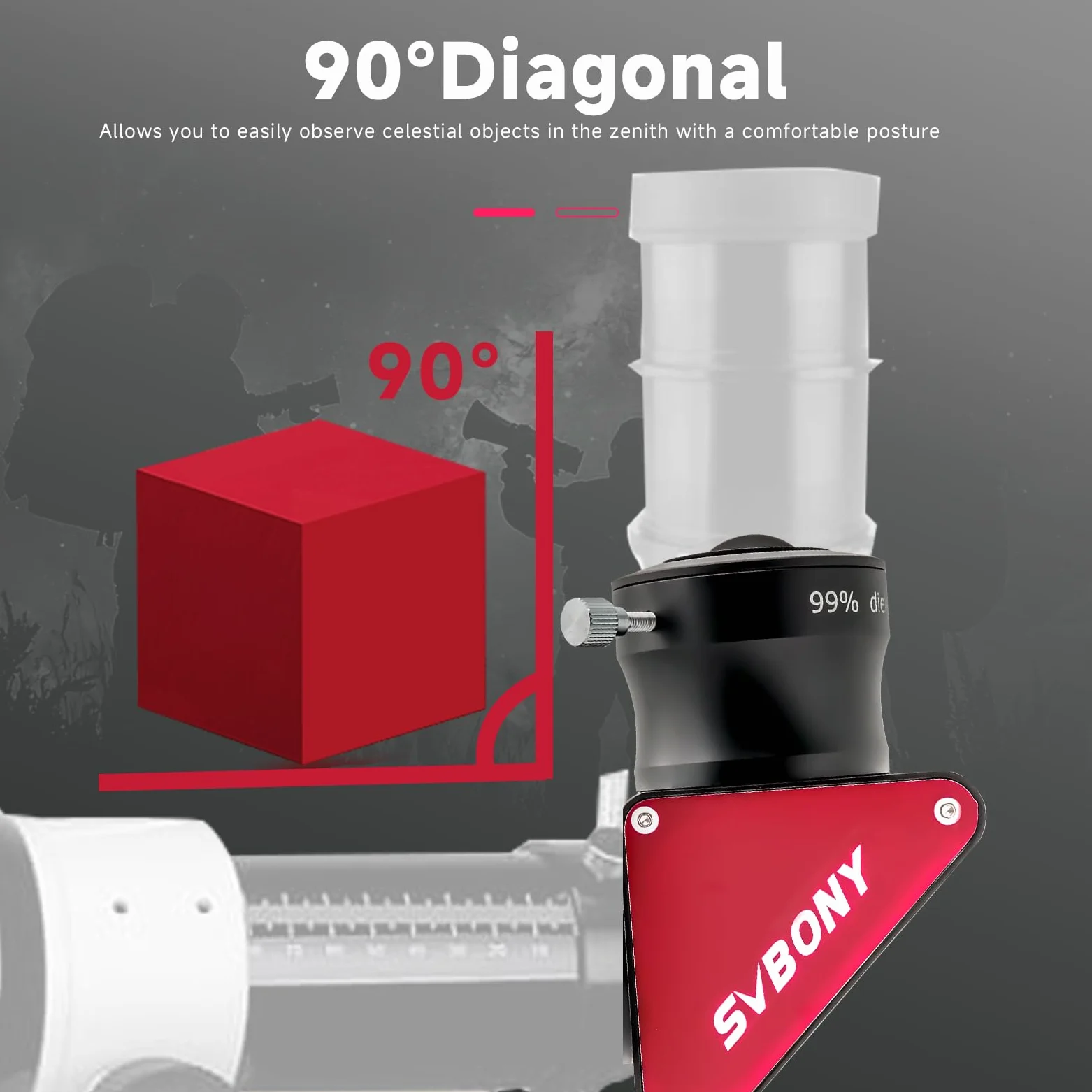 Svbony SV188P 2 pollici 90 gradi specchio dielettrico diagonale 99% riflettività rivestimenti dielettrici con anelli di compressione in ottone riflettività accessori per telescopi adatti per l'osserva