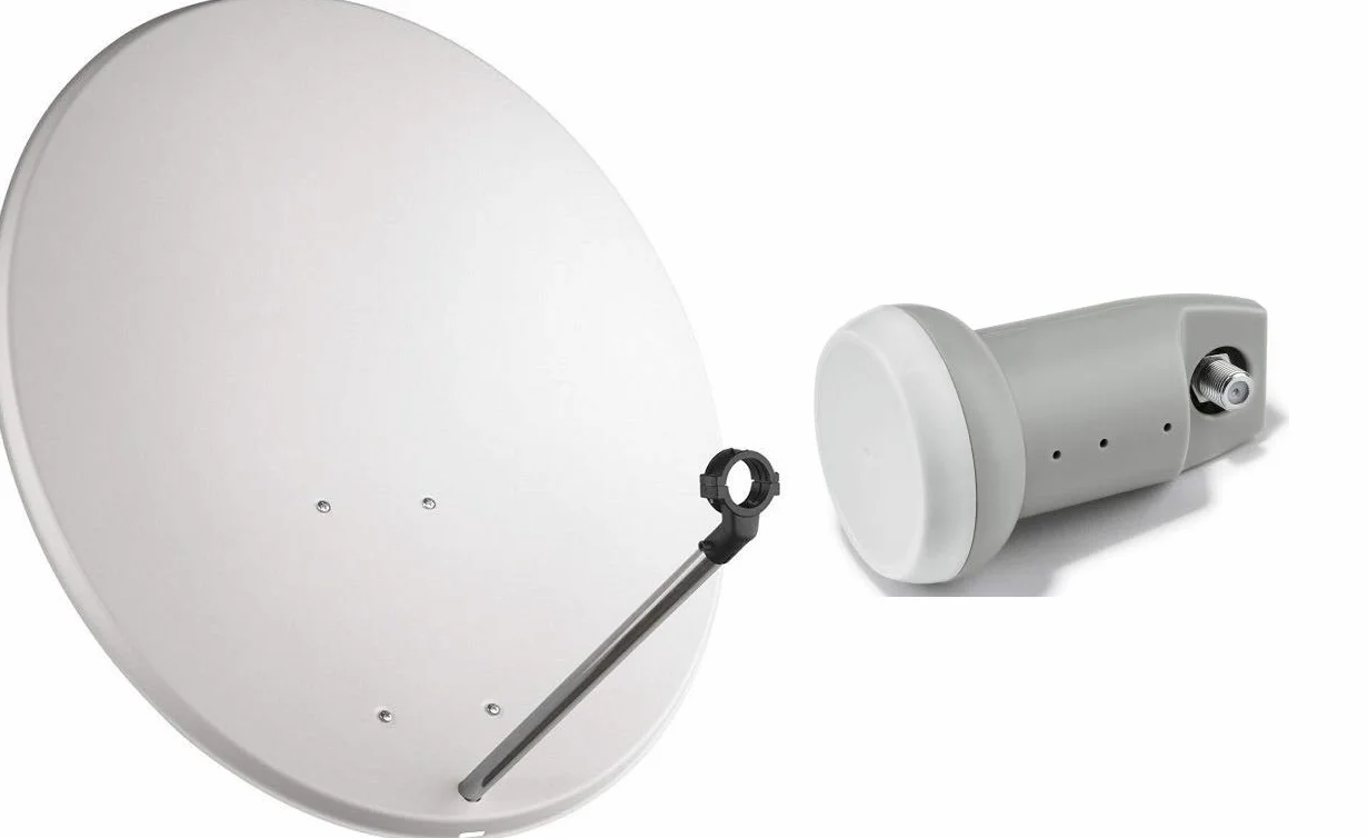 PARABOLA 40CM ACCIAIO ANTENNA SATELLITARE PER SKY,TIVUSAT+ LNB OCCHIO 1 USCITA