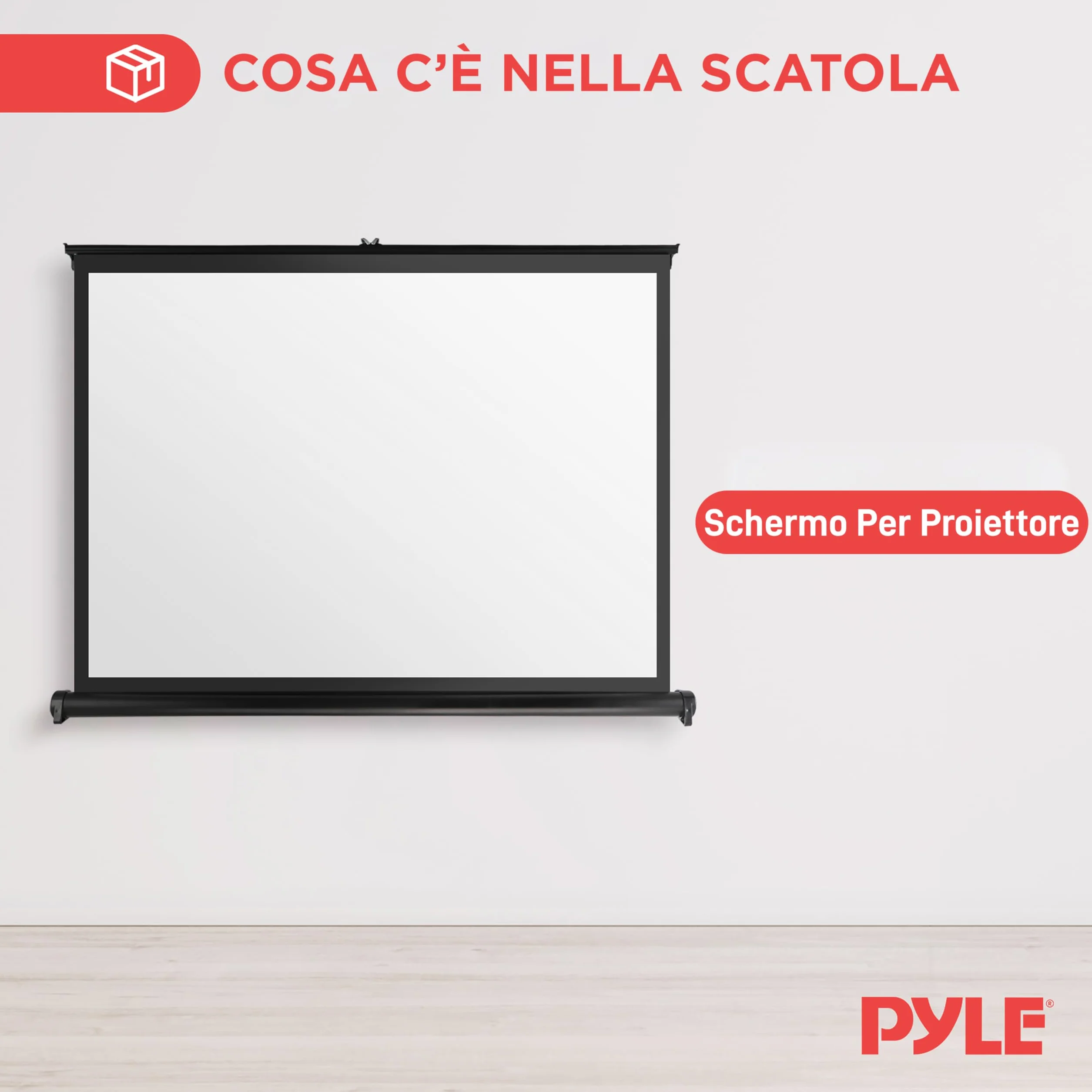 Pyle Telo Proiettore Portatile, Schermo Proiettore Mobile 102 cm con Supporto, Leggero e Durevole, Sistema Facile da Estrarre per Scuole, Riunioni e Uso Interno/Esterno, Nero