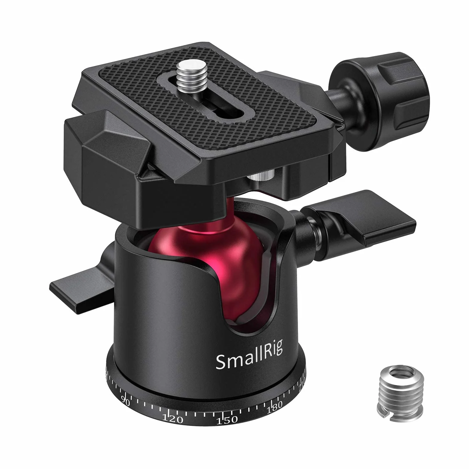 SMALLRIG Testa per Treppiede con Testa a Sfera Panoramica Ruotabile di 360°, Testa per Treppiede con Piastra a Sgancio Rapido Vite da 1/4'' per Treppiede, Monopiede, Fotocamere, DSLR 2665