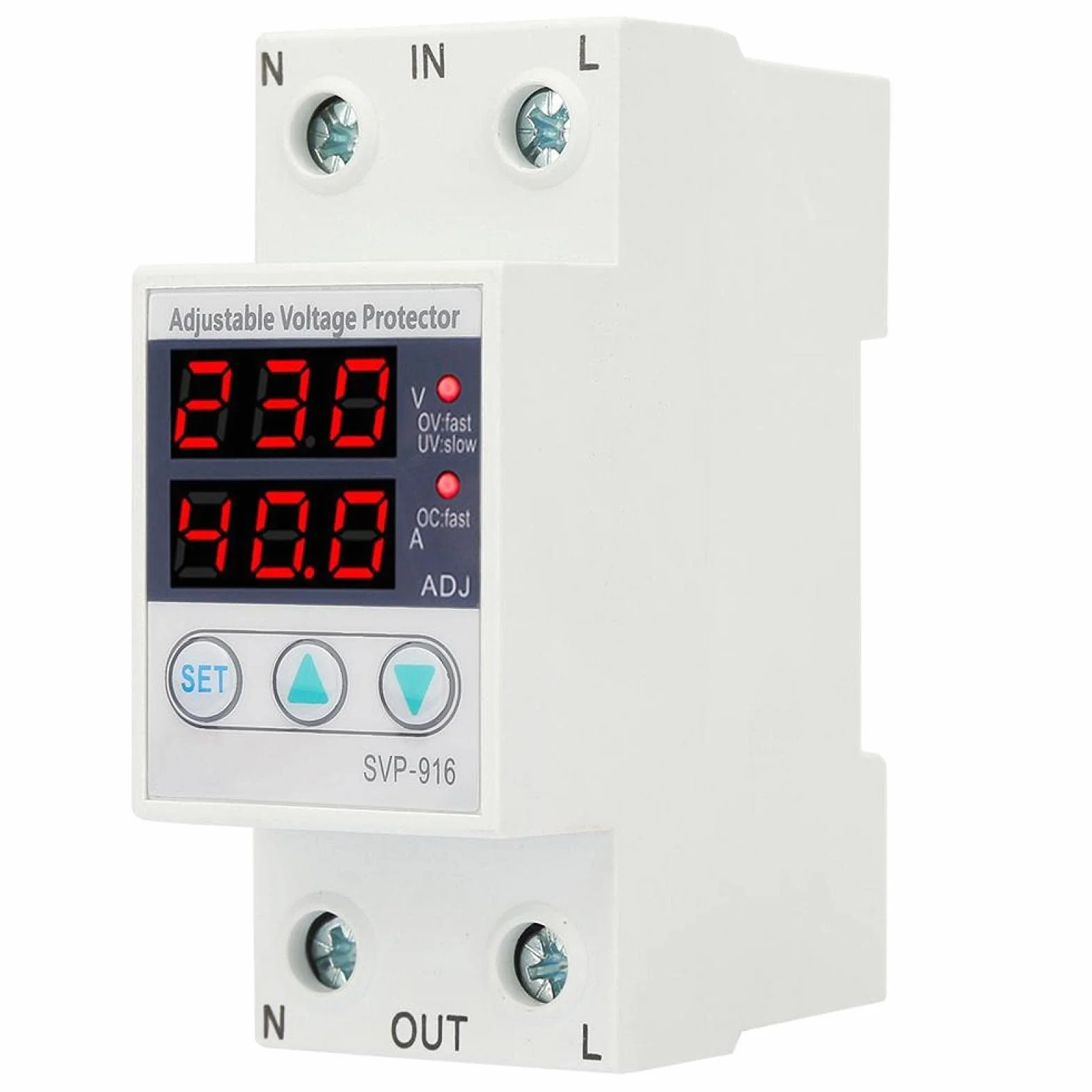 Protettore di Sovratensione Monofase 230VAC con Display LCD, Guida DIN 63A
