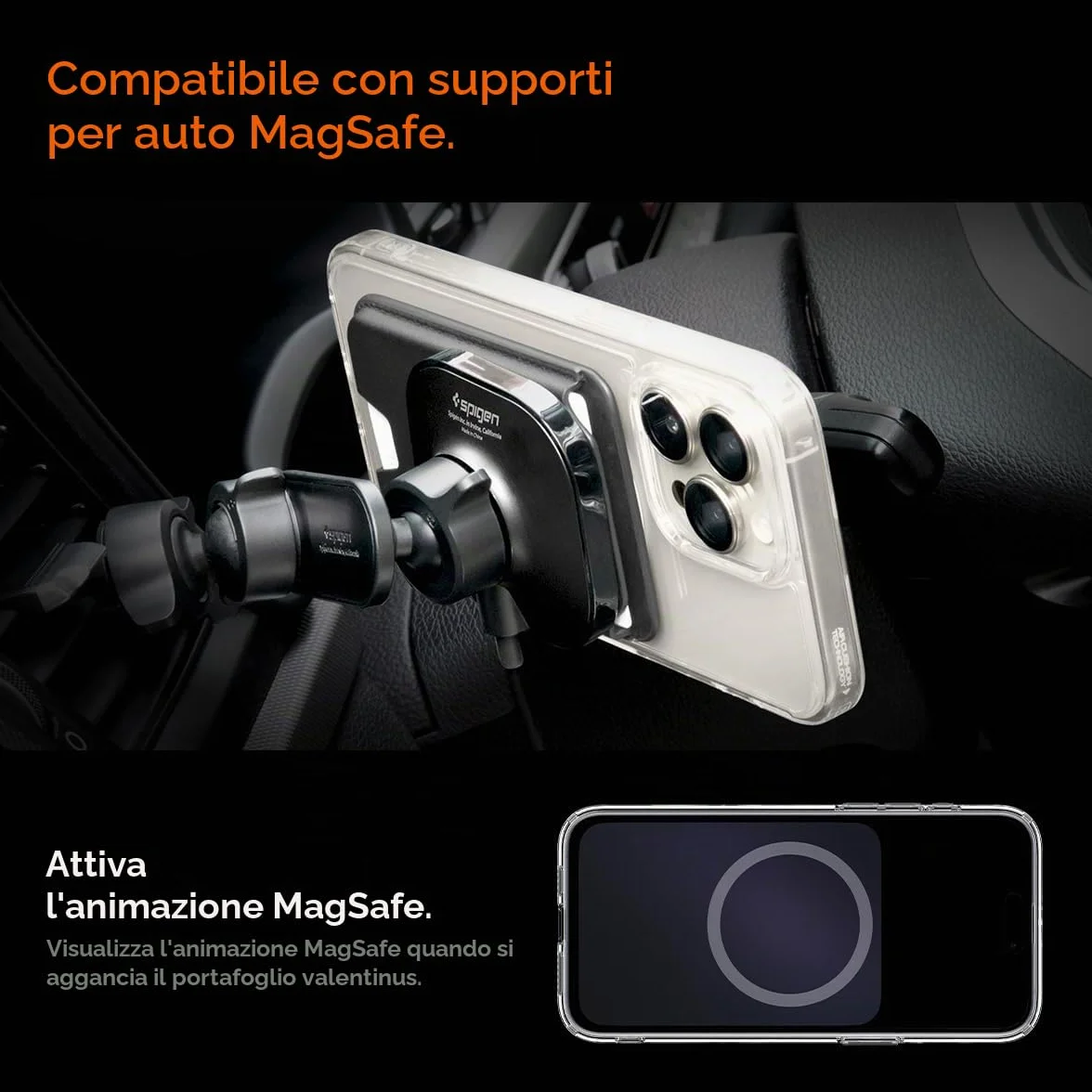 Spigen Valentinus MagFit+ Portafoglio (3 carte) MagSafe Wallet MagSafe Compatibile con iPhone 17/16/15/14/13/12 Modelle, Accessori MagSafe - Nero