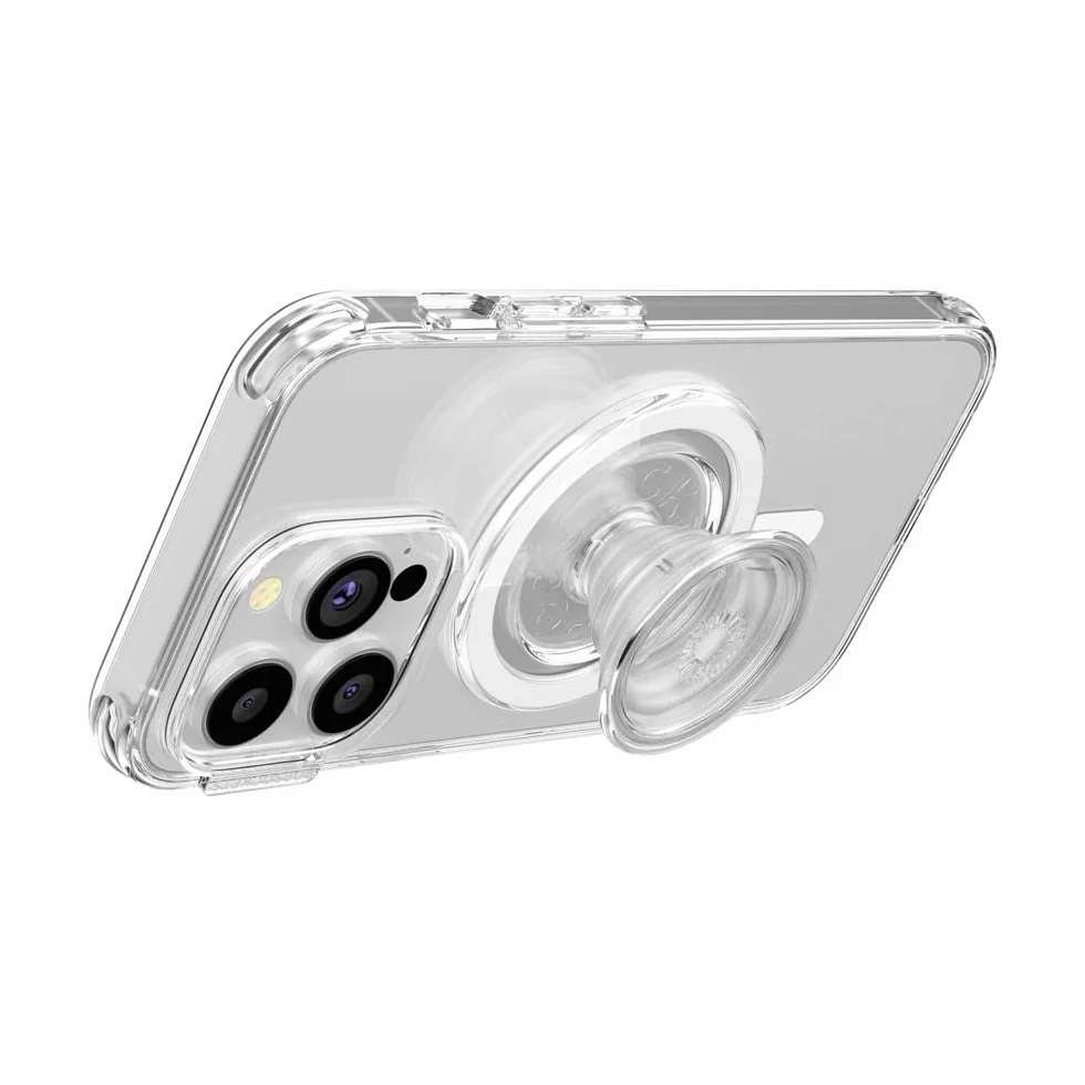 PopSockets: PopGrip Round per Magsafe - Anello Adattatore per MagSafe Incluso - Supporto e Impugnatura per Telefoni Cellulari e Custodia con un Top Intercambiabile - Clear