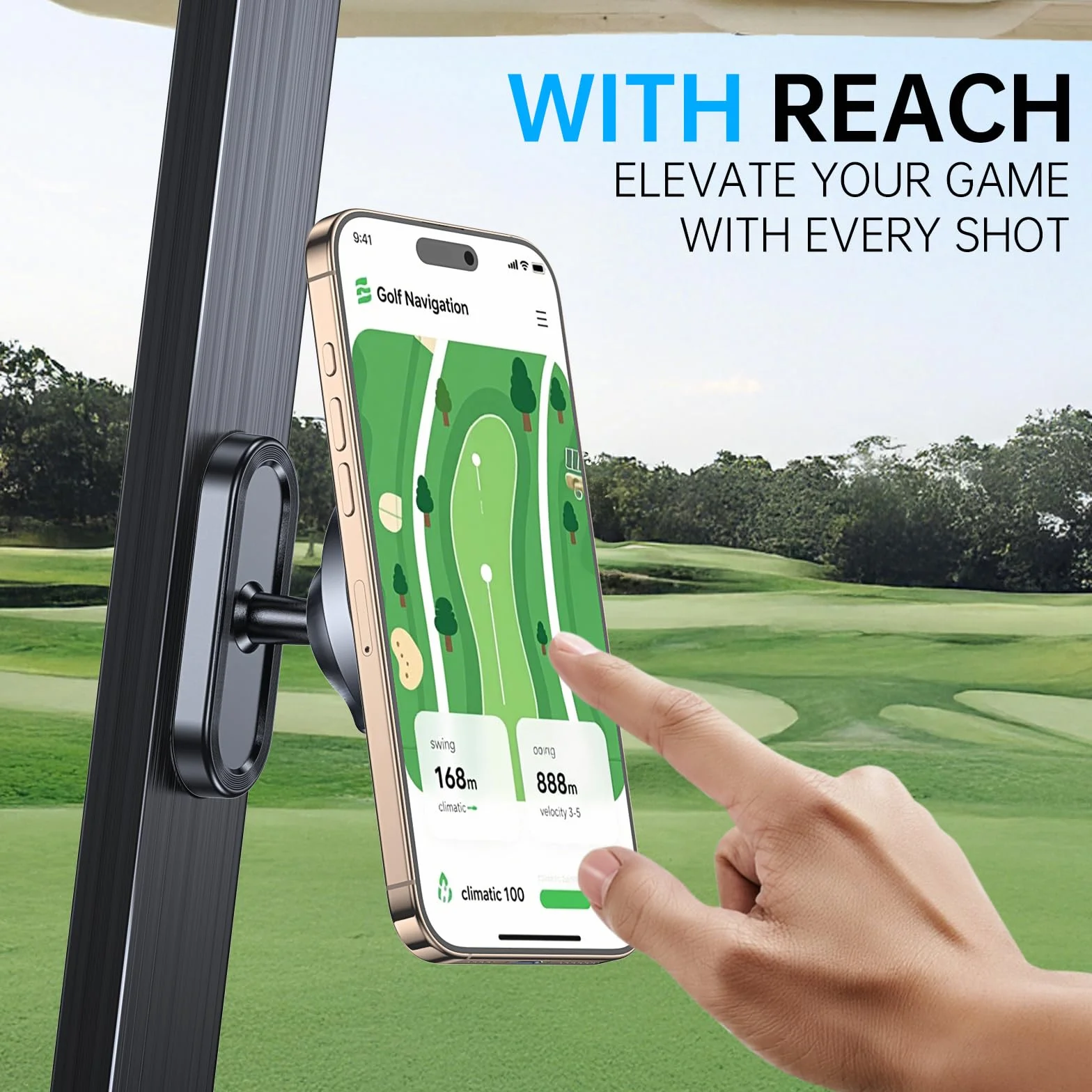 Supporto magnetico per telefono per golf, Supporto Telefono Auto per Magsafe compatibile con iPhone 17 Pro Max Air 16 Plus 15 14 adatto a EZGO, Club Car, Yamaha, accessori per carrello da golf