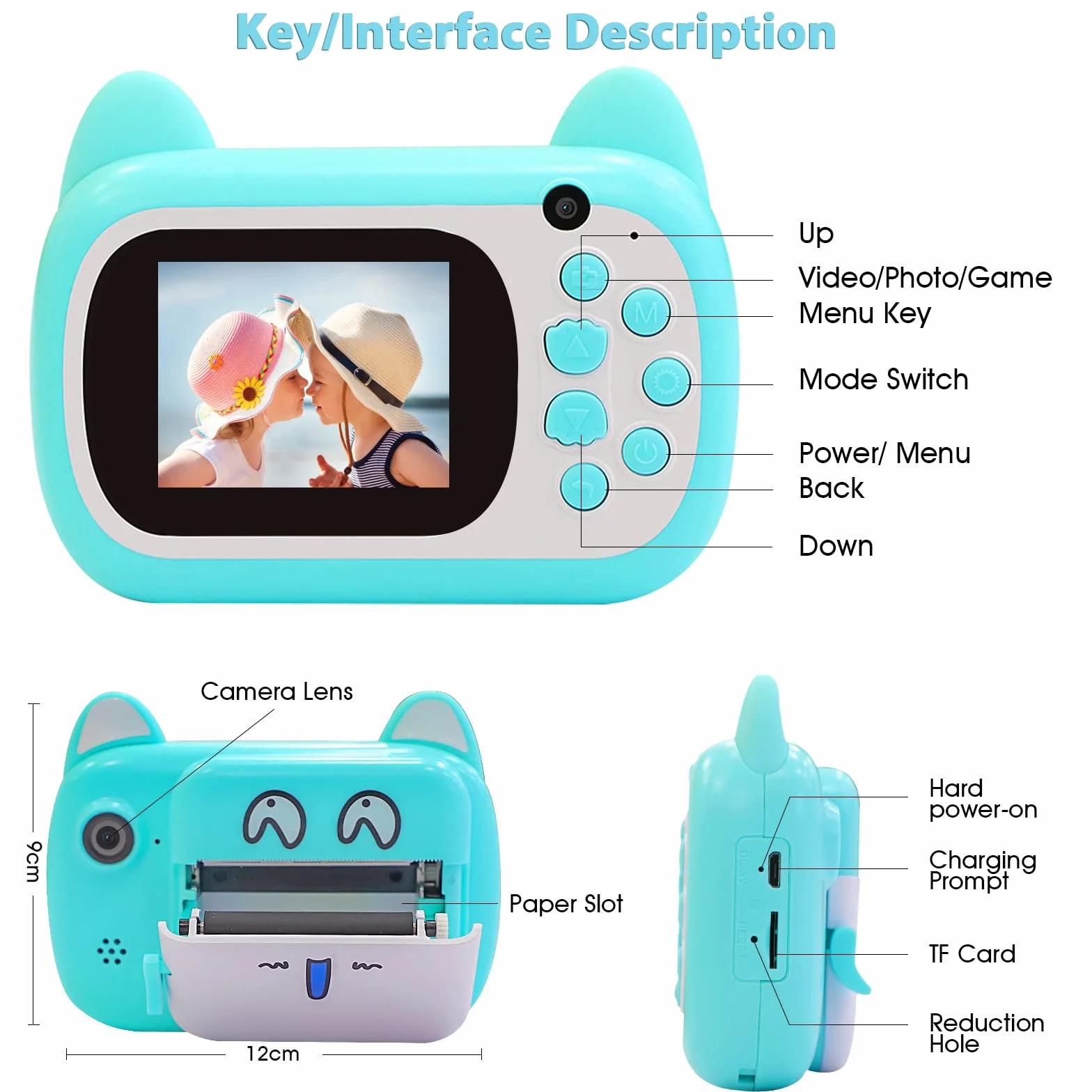 Fotocamera istantanea per bambini, schermo LCD da 2,4 pollici, fotocamera digitale per bambini con zoom 6x, 24 Mpixel, doppio obiettivo e videoregistratore 1080p, regalo per ragazzi e ragazze